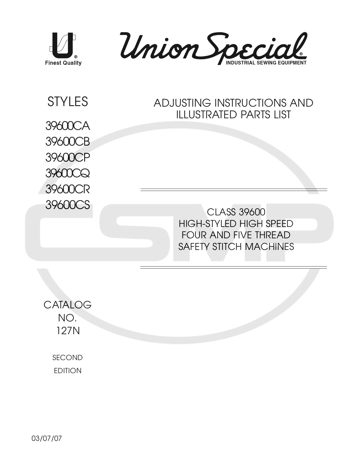 Union Special 127N Parts Book