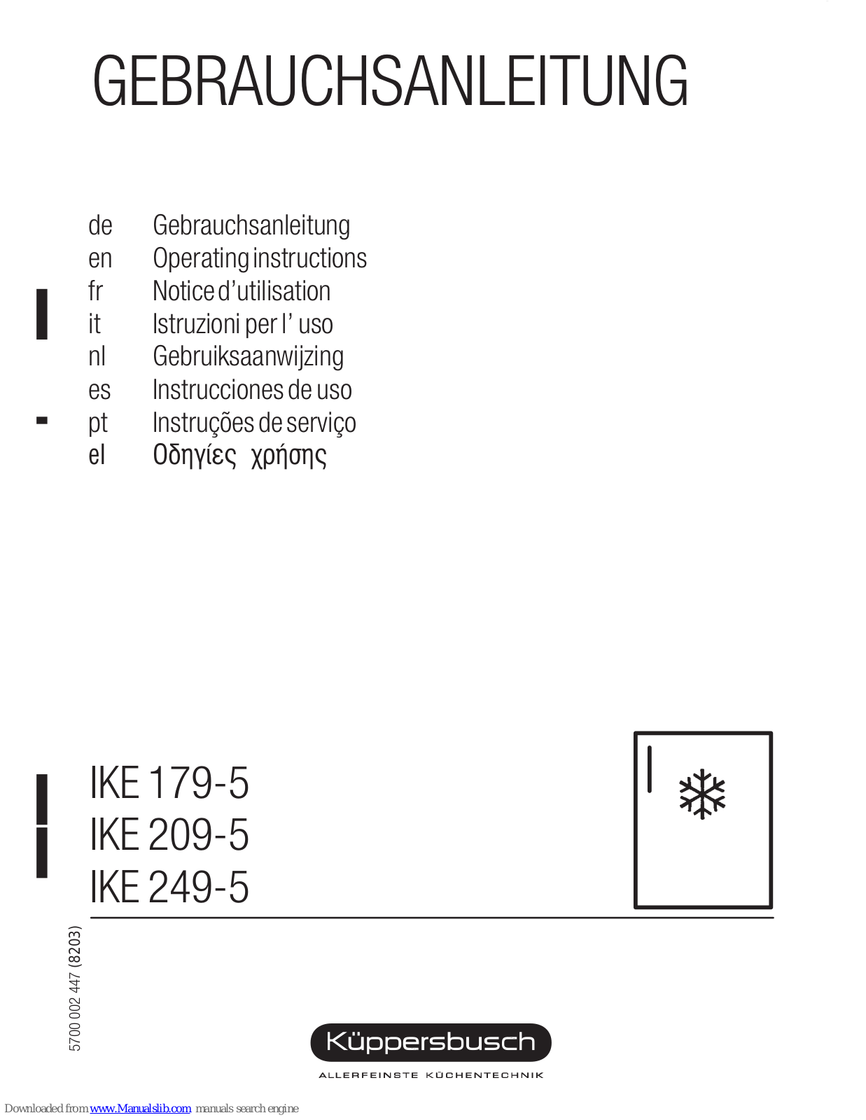 Kuppersbusch IKE 179-5, IKE 209-5, IKE 249-5 Operating Instructions Manual