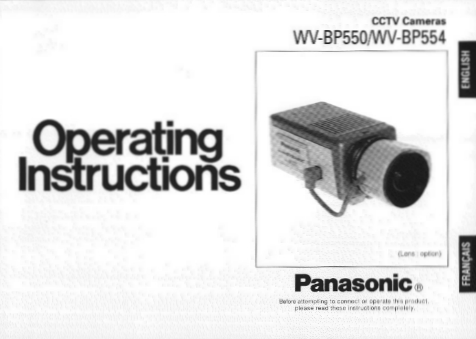 Panasonic wv-bp550 Operation Manual