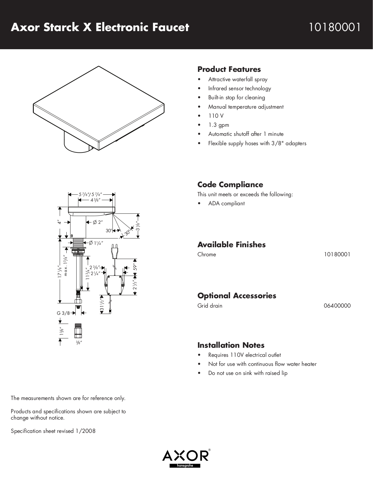 Hans Grohe 10180001 User Manual