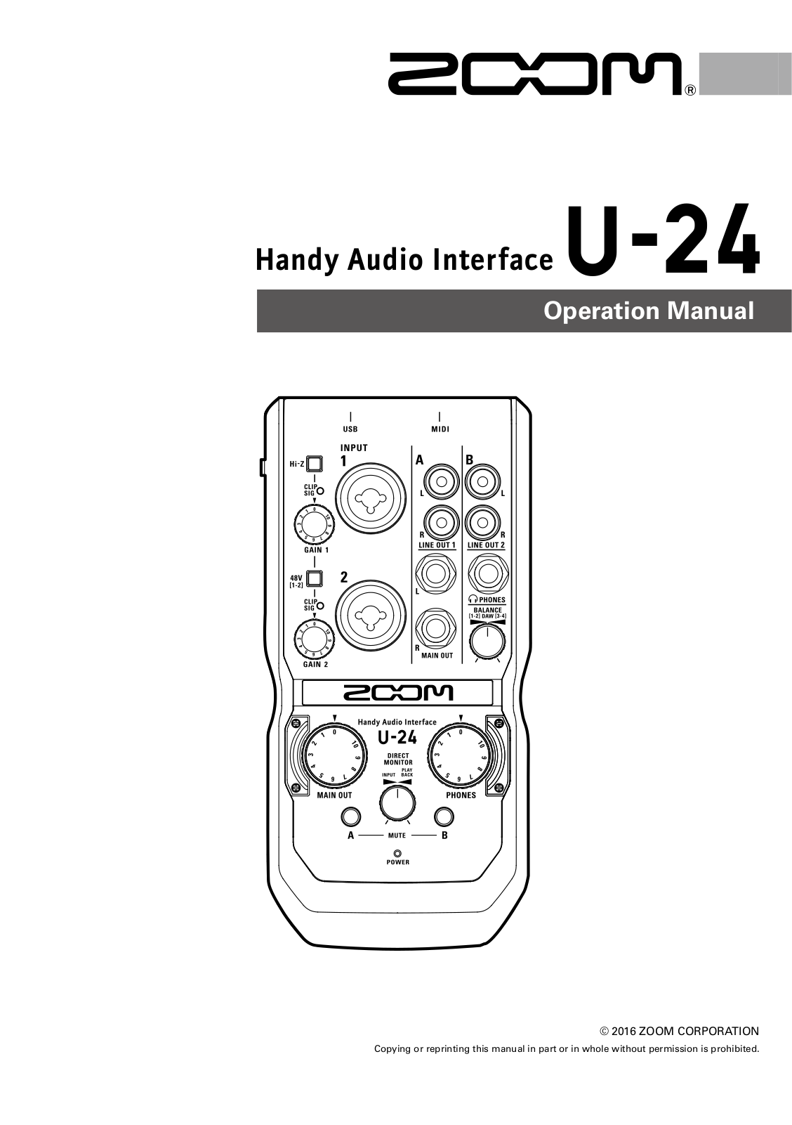 Zoom U-24 Operation Guide