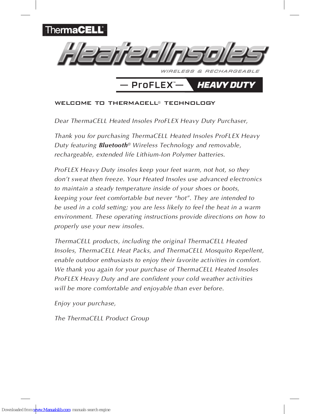 ThermaCell Heated Insoles ProFLEX X Heavy Duty User Manual