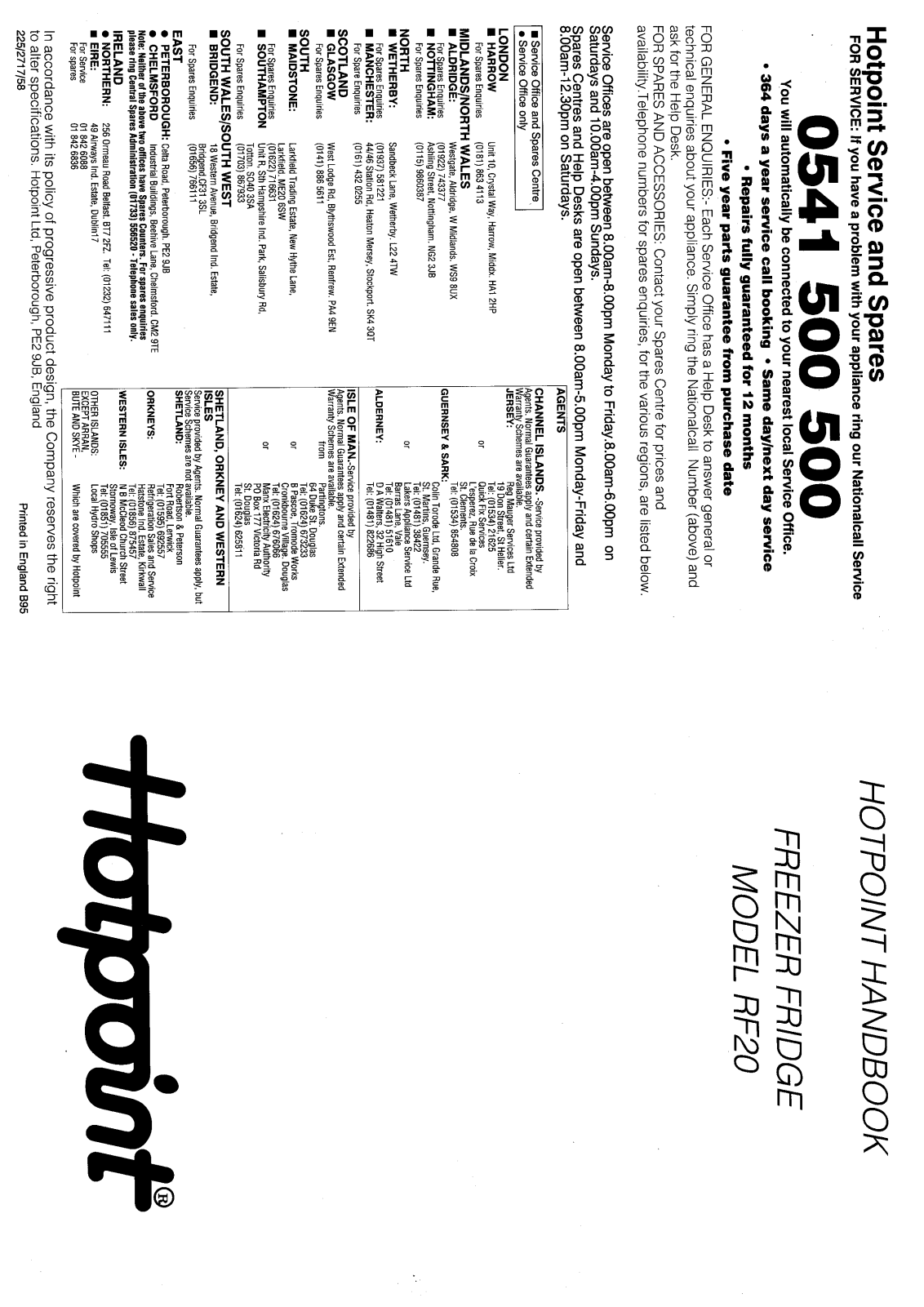 Hotpoint-Ariston HBRF20 User Manual