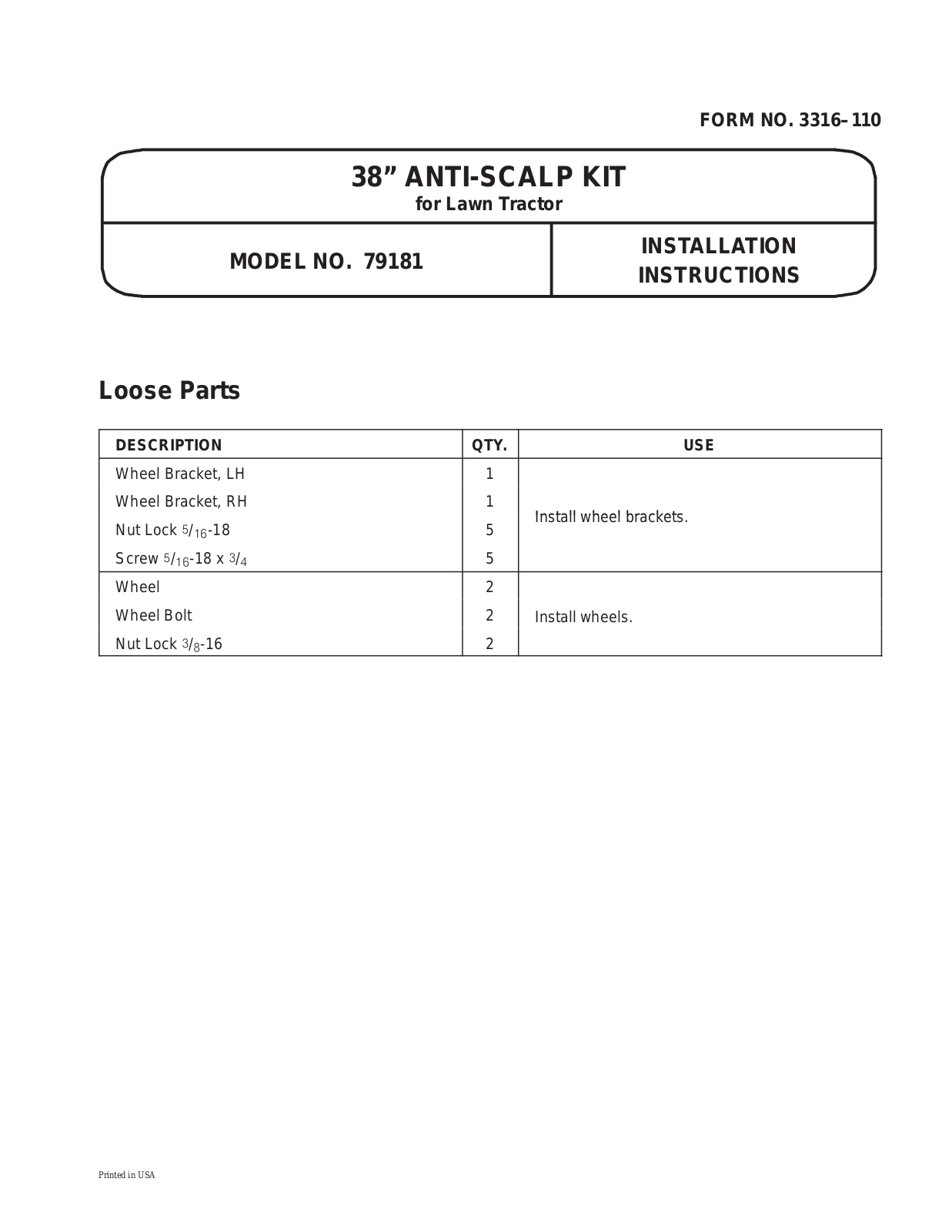 Toro 79181 Installation Instructions