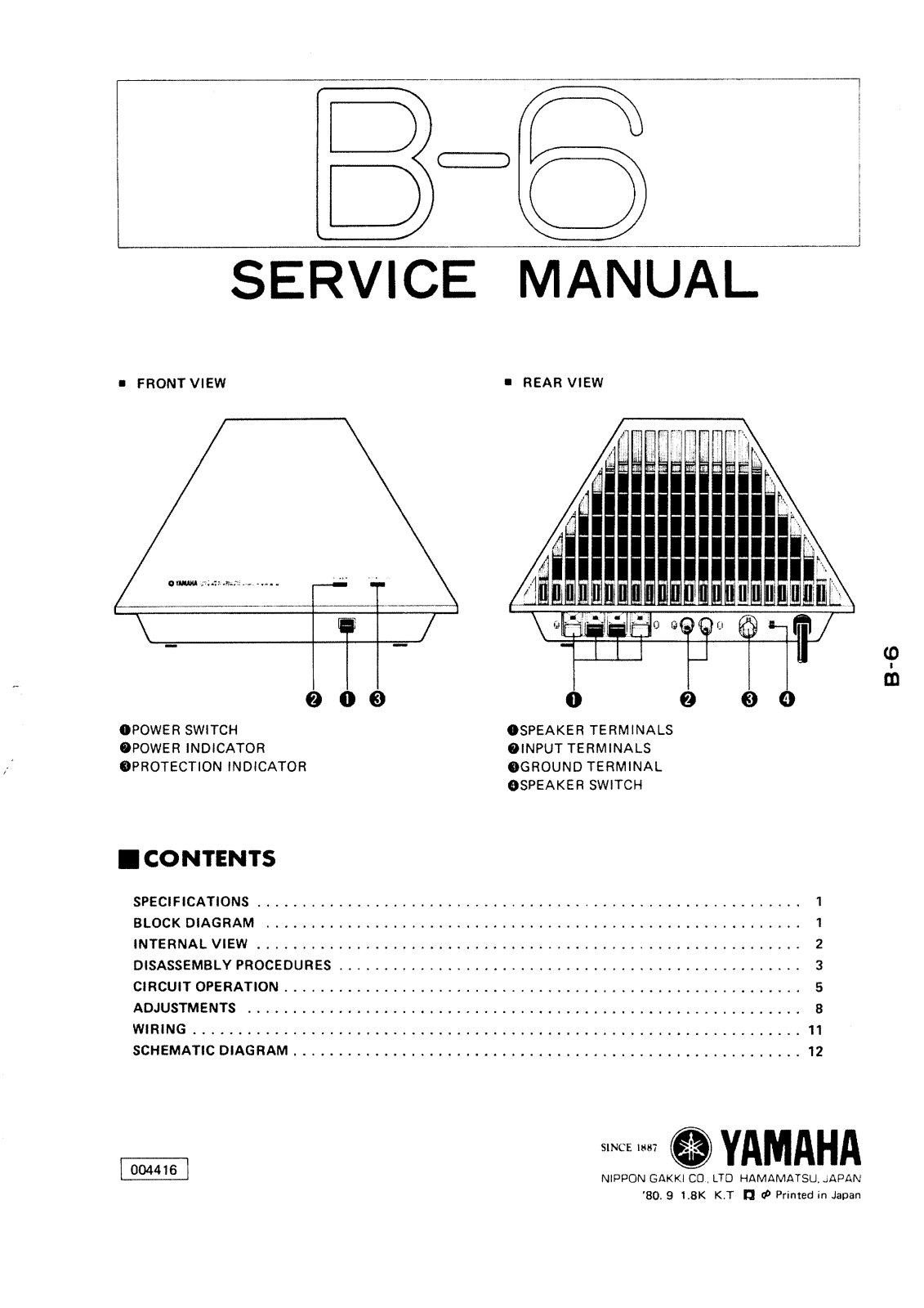 Yamaha B-6 Service manual