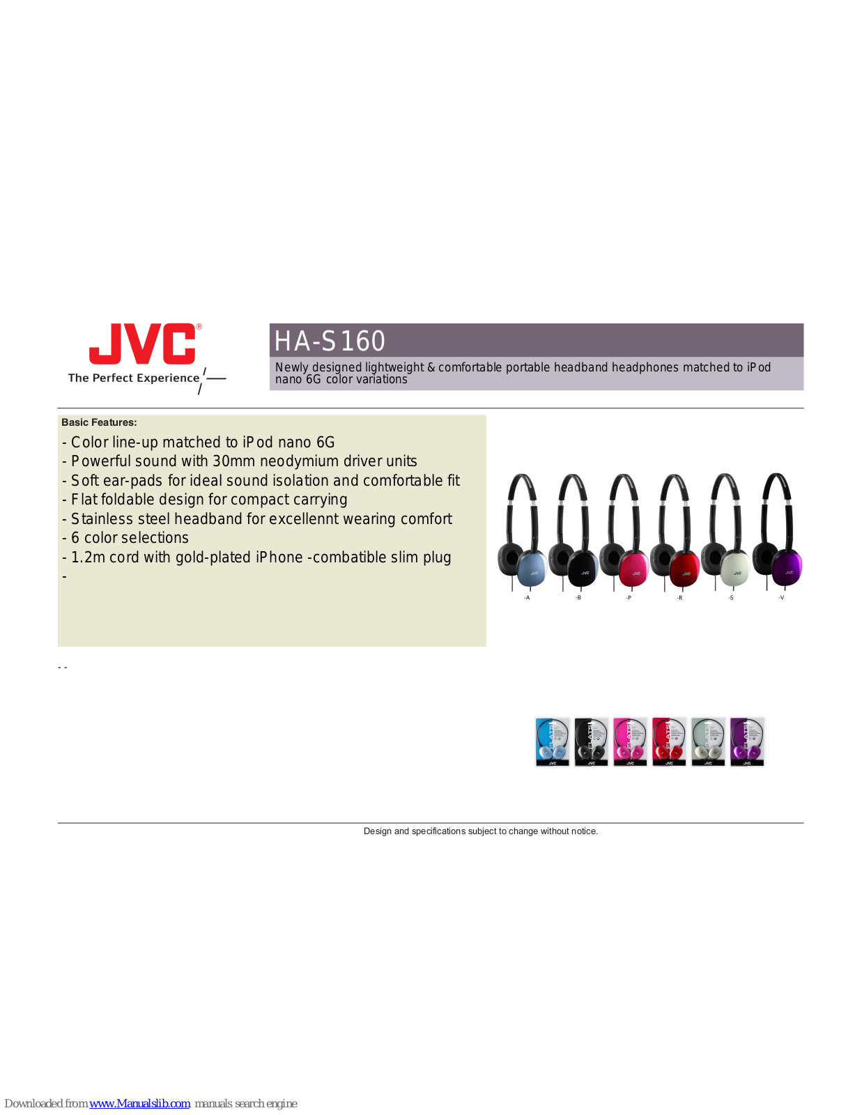 JVC HA-S160 Basic Features