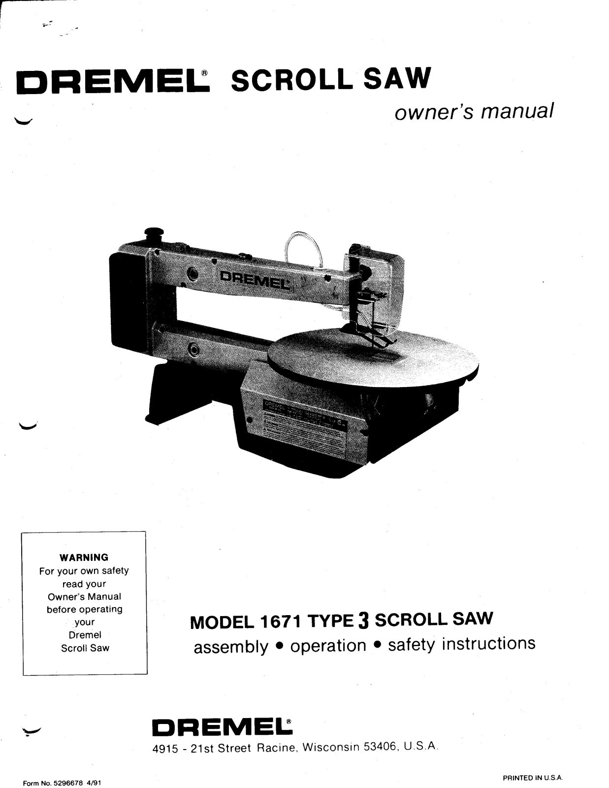 Dremel 1671 Owners Manual