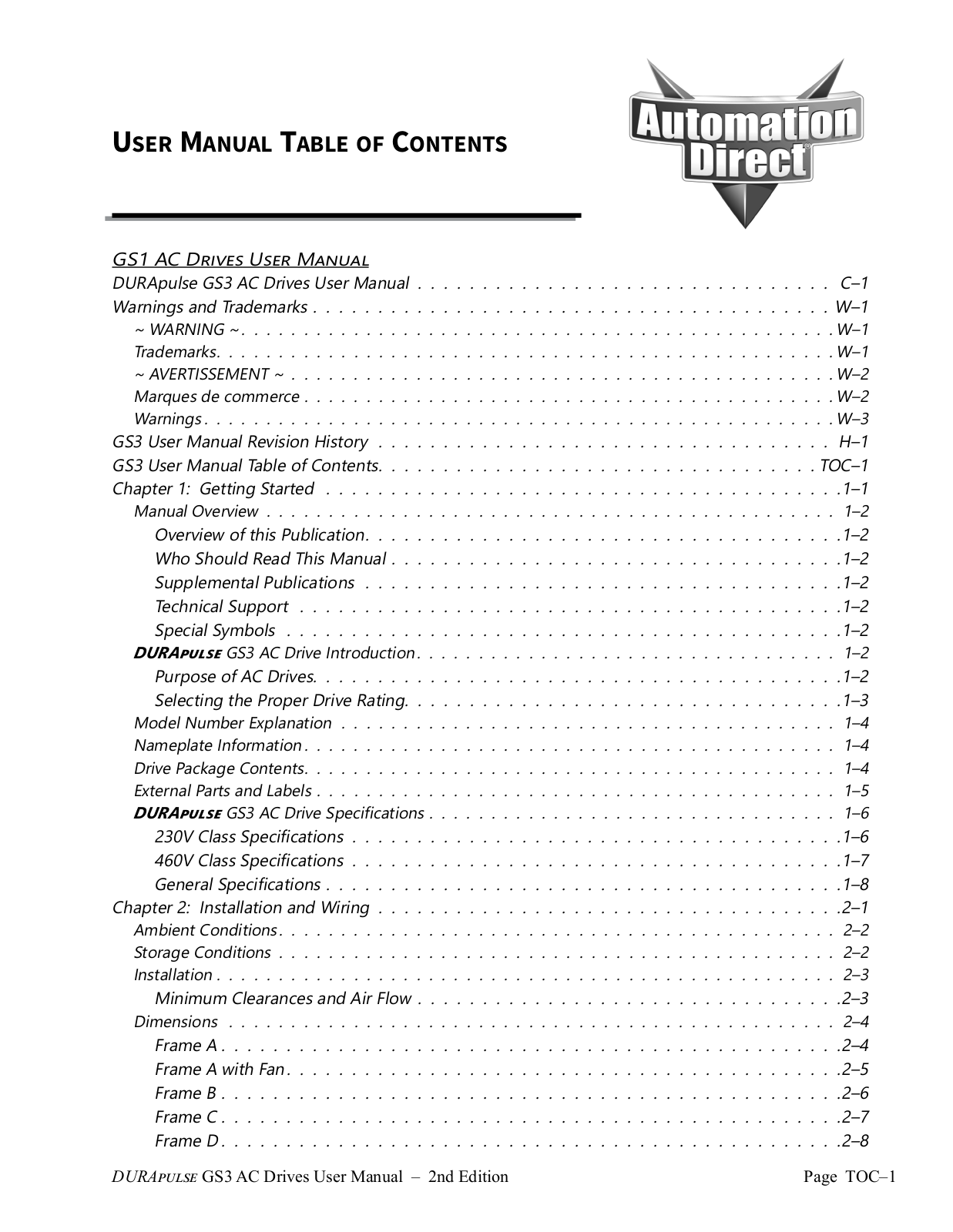 Automation Direct GS1 AC User Manual