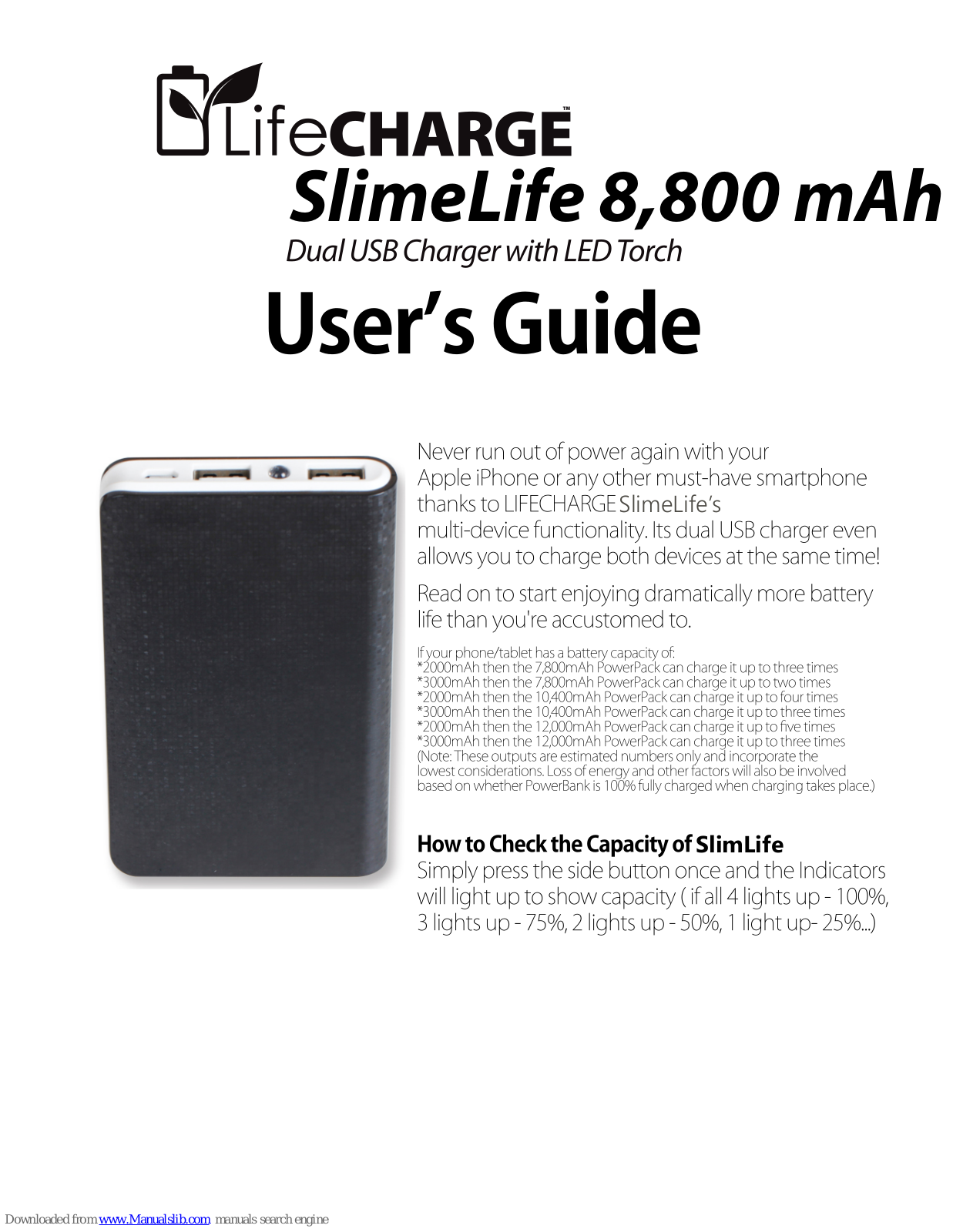 lifeCharge SlimeLife User Manual