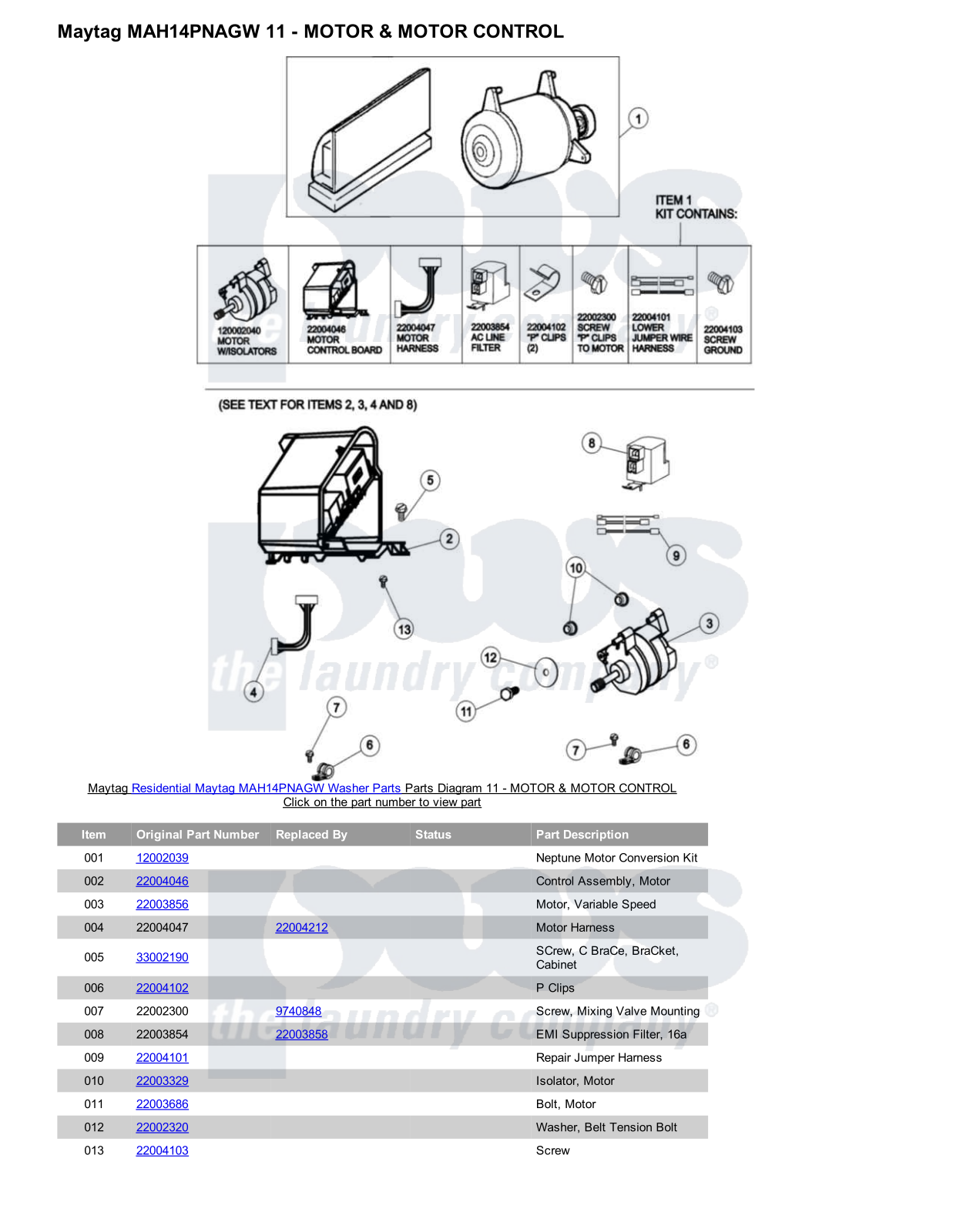 Maytag MAH14PNAGW Parts Diagram