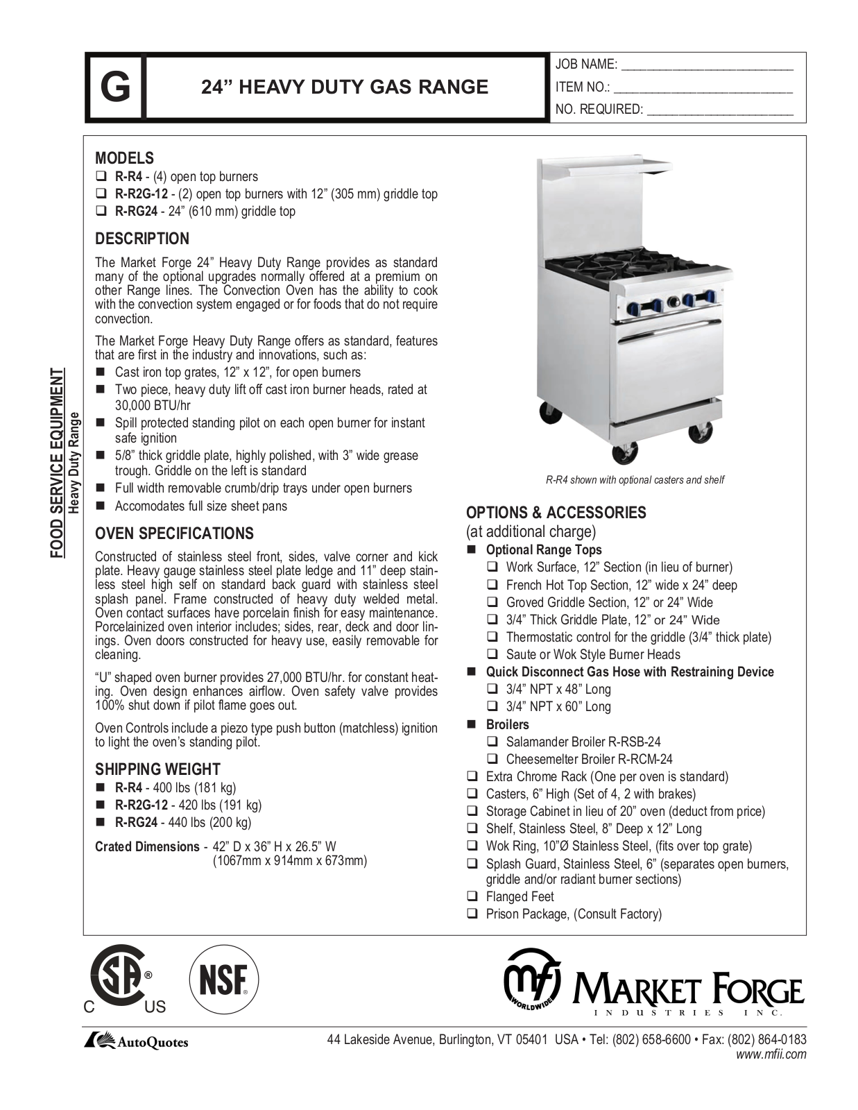 Market Forge R-R4 User Manual