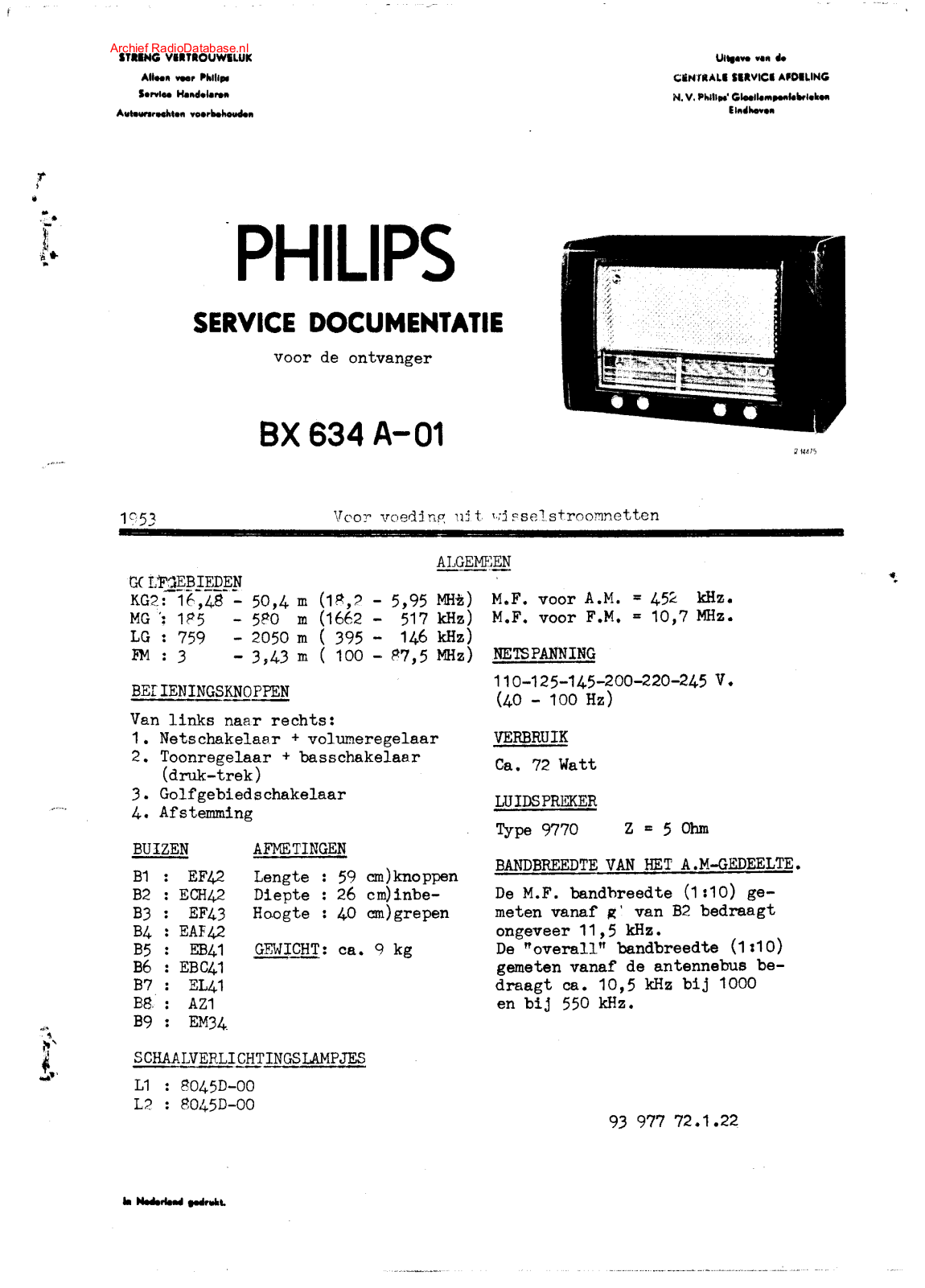 Philips BX634A Schematic