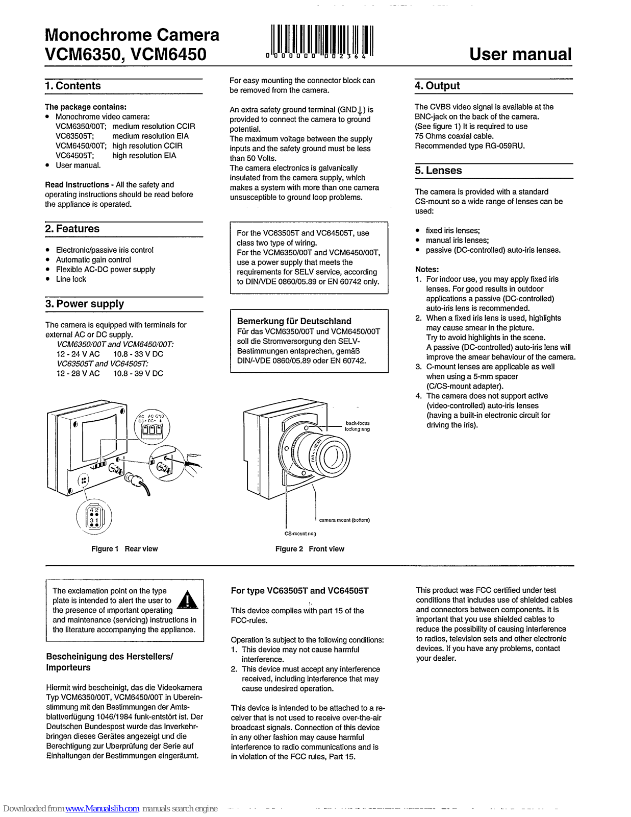 Philips VCM6350, VCM6450 User Manual