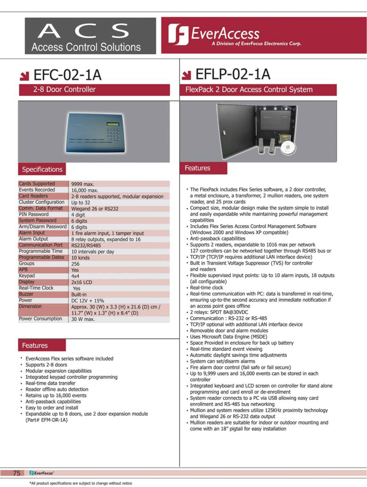 EverFocus EFLP-02-1A Specsheet