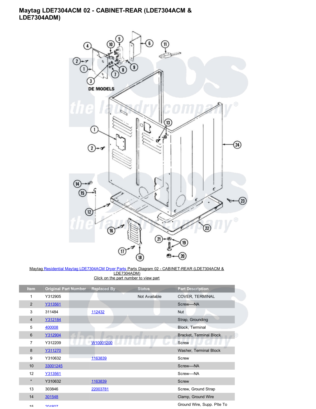 Maytag LDE7304ACM Parts Diagram