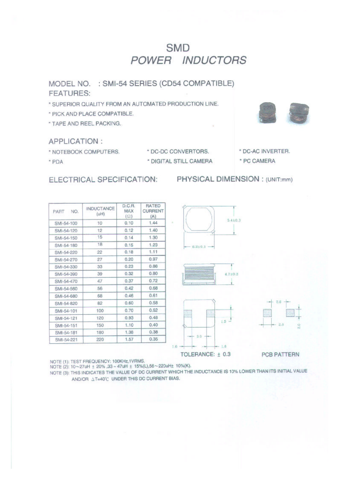 MICRO SMI-54-150, SMI-54-151, SMI-54-180, SMI-54-181, SMI-54-220 Datasheet