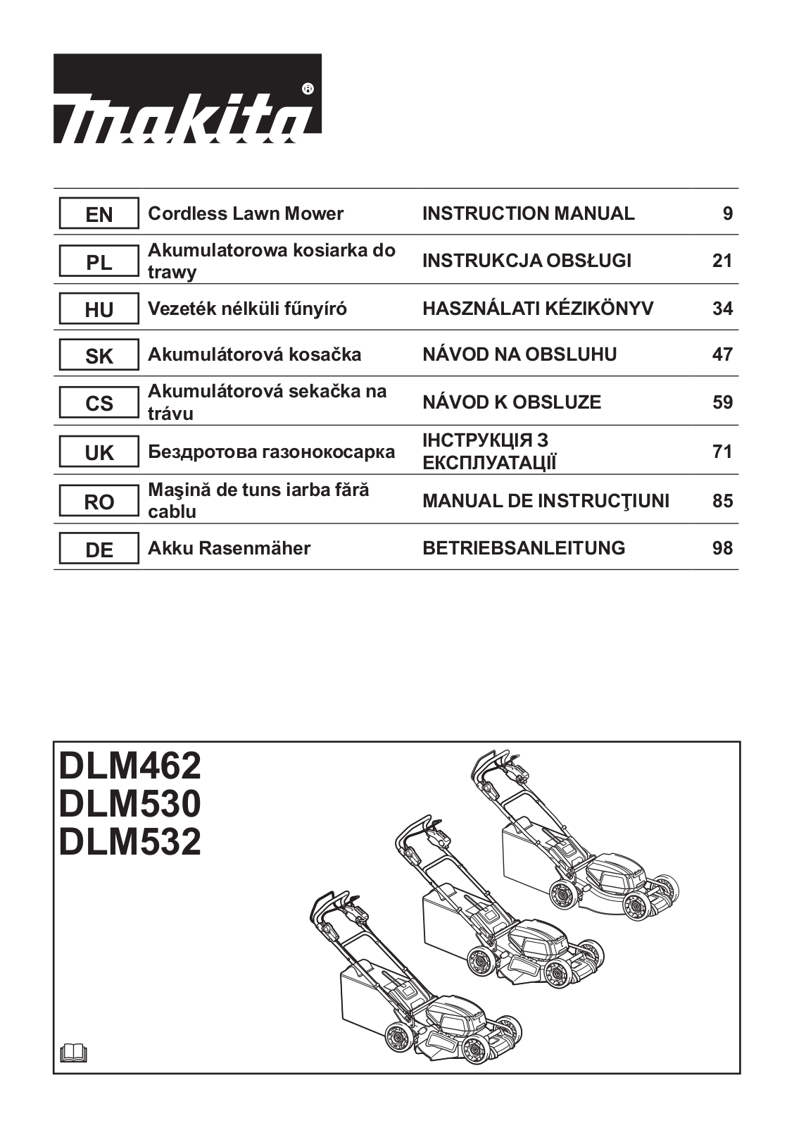 Makita DLM462Z User Manual