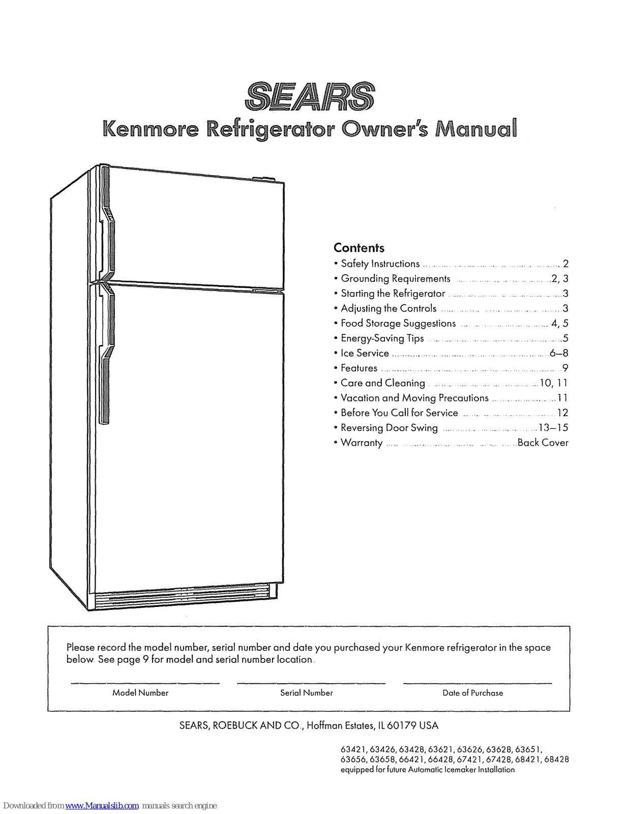 Sears 63426, 63421, 63428, 63621, 63626 Owner's Manual - ManualMachine.com