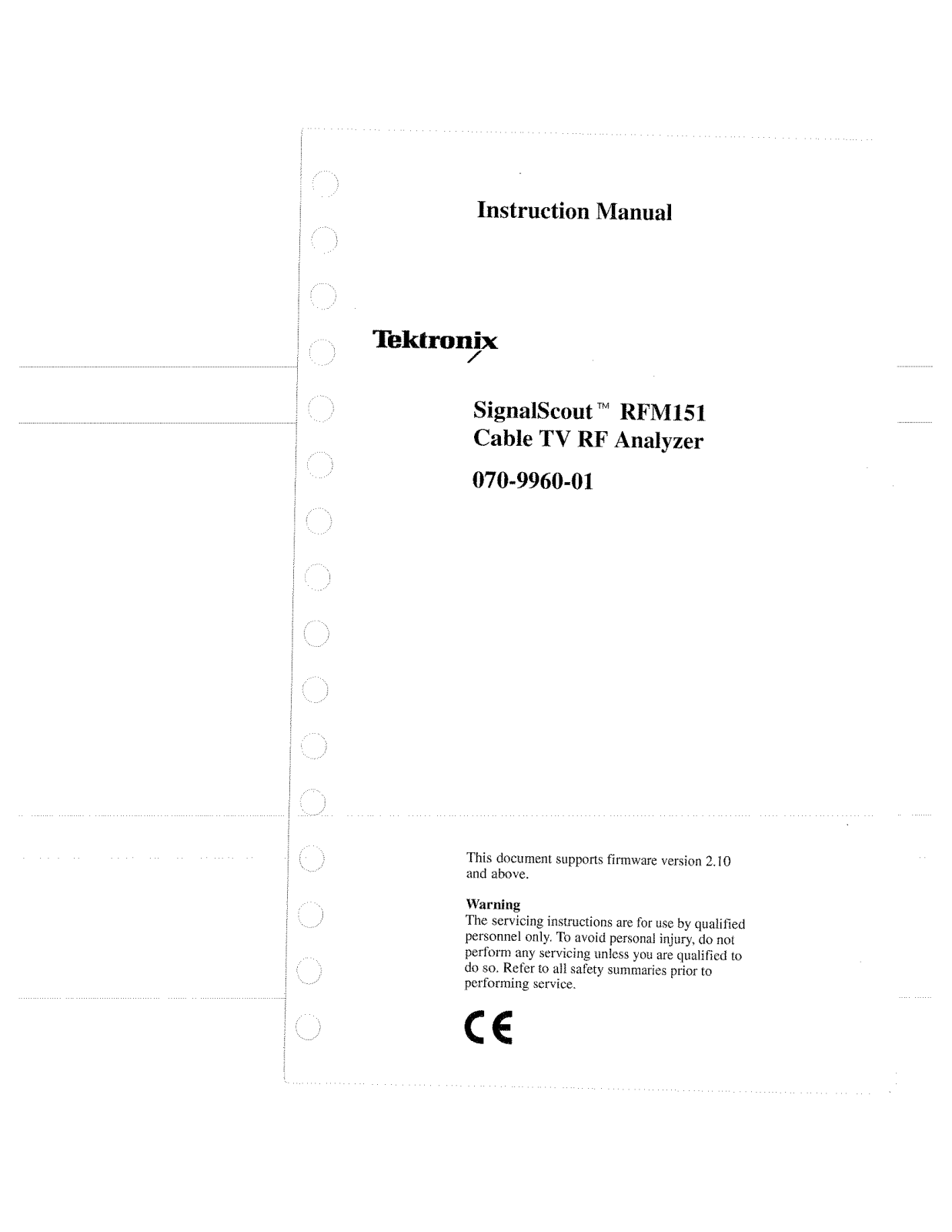 Tektronix 070-9960-01, RFM151 User Manual