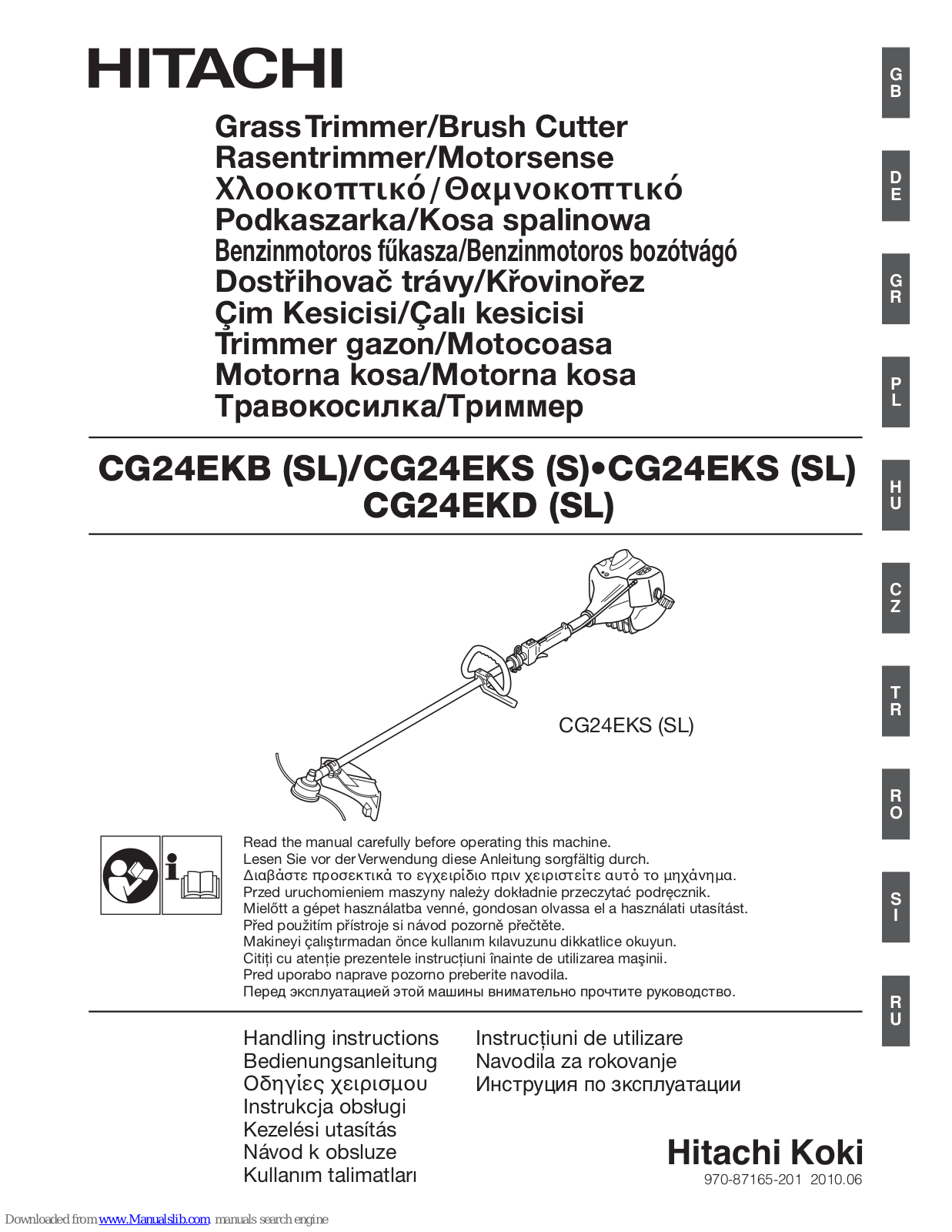 Hitachi CG24EKB, CG24EKS, CG24EKD Handling Instructions Manual