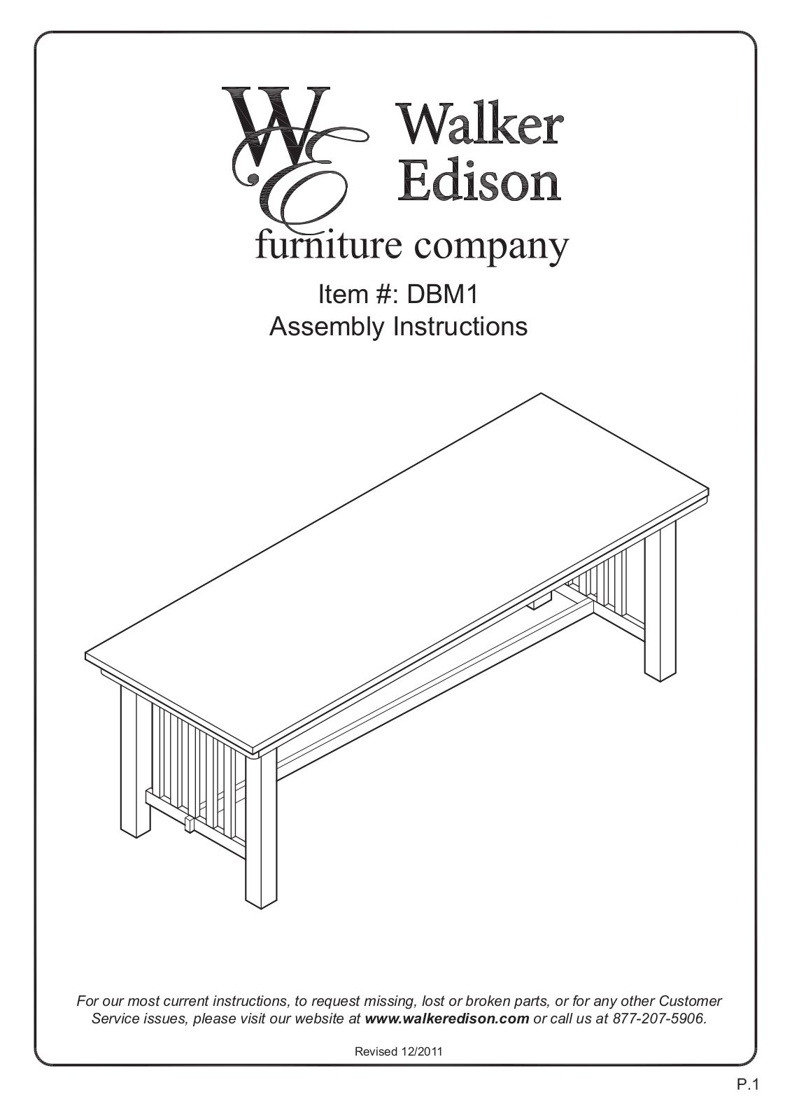 Walker Edison Furniture DBM1 User Manual