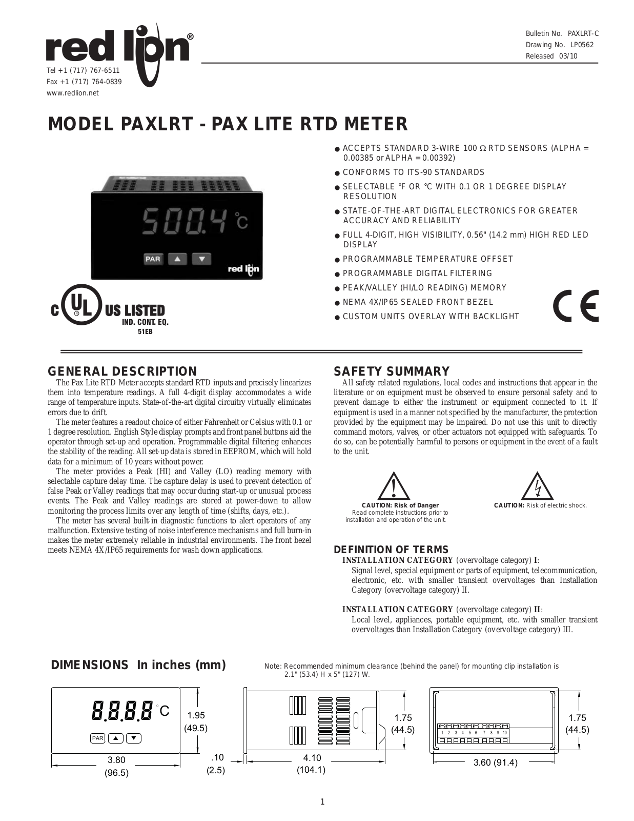 Red Lion PAXLRT User Manual