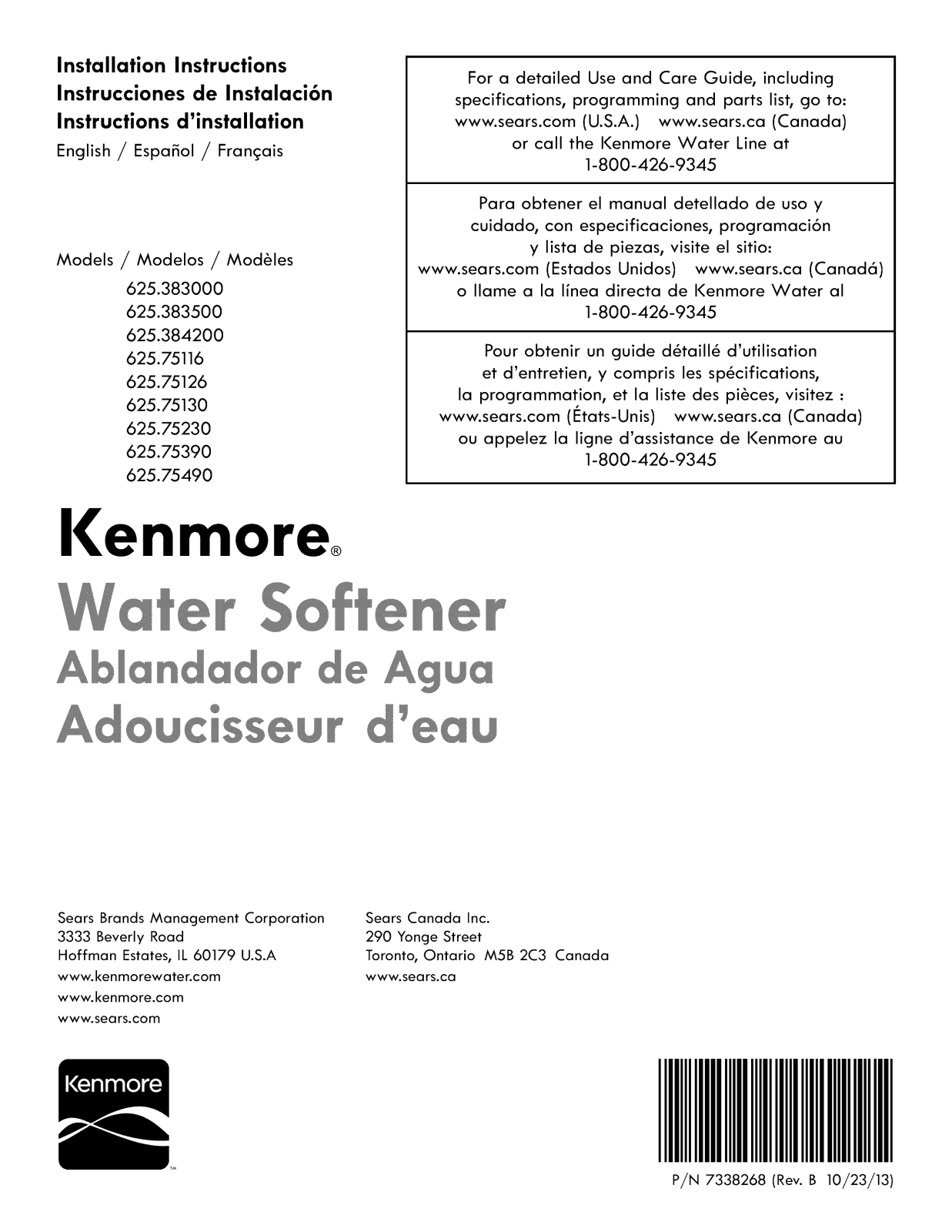Kenmore 625383500, 625384200, 625383001, 625383000 Installation Guide - ManualMachine.com