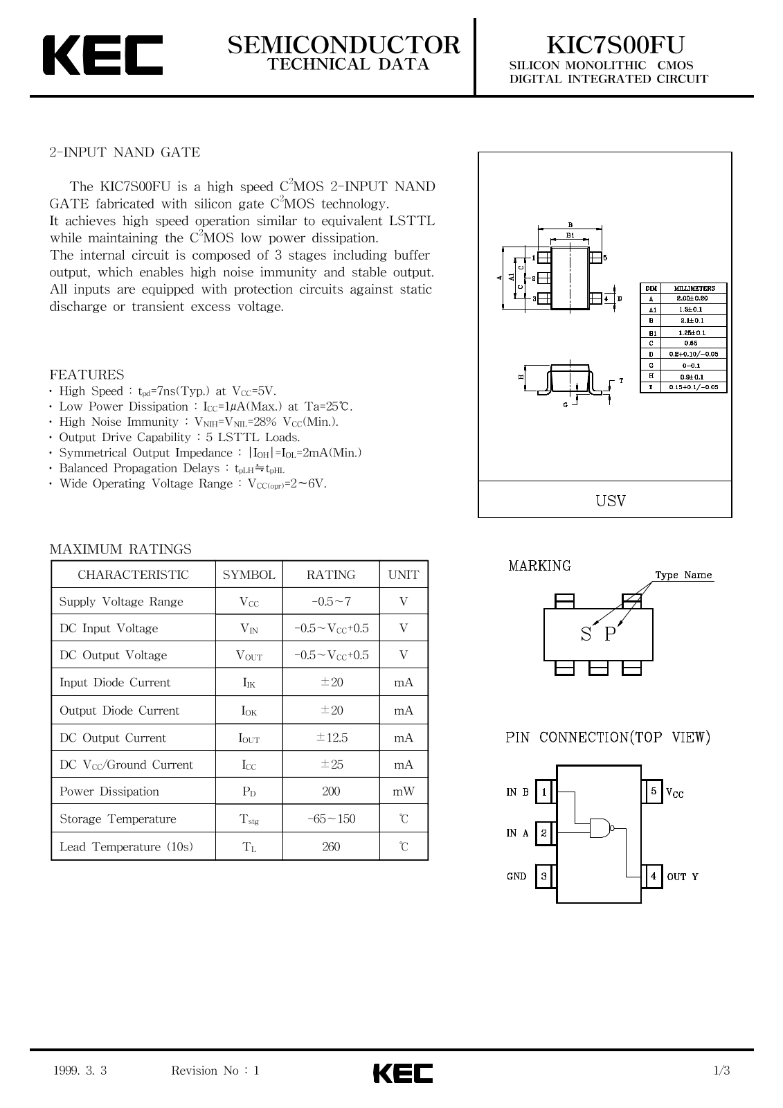 KEC KIC7S00FU Datasheet