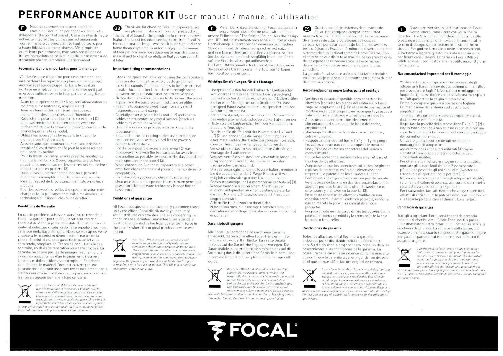 Focal RCX-165 User Manual