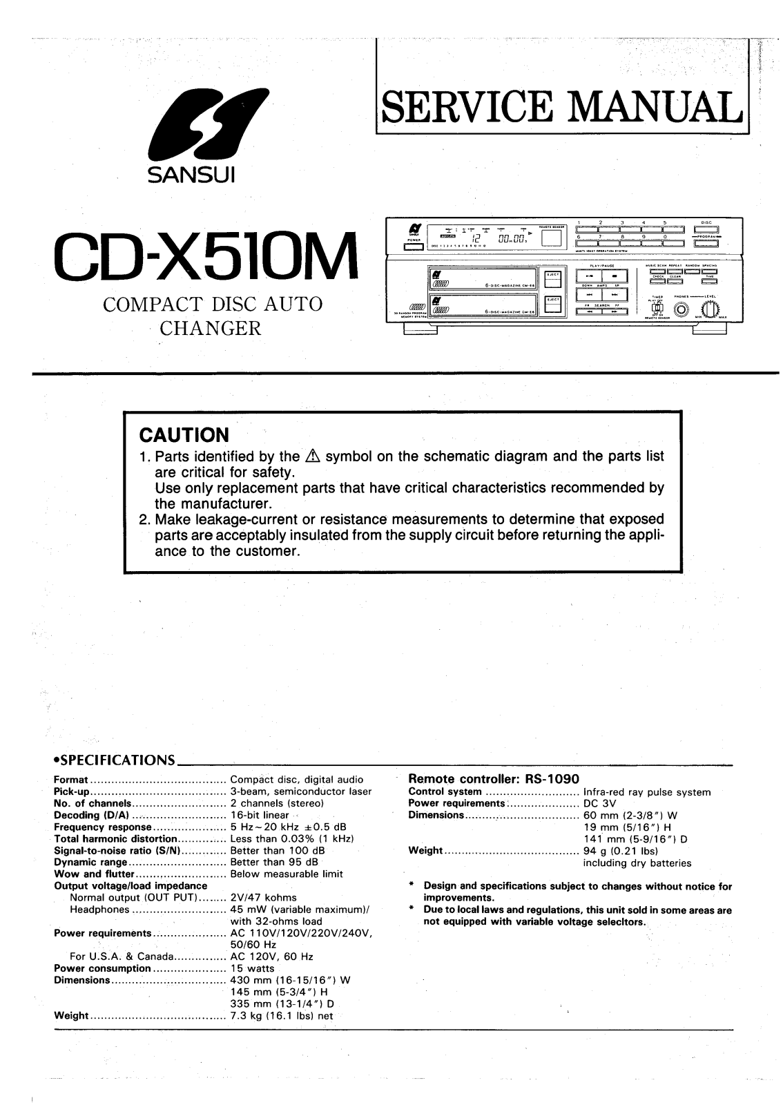 Sansui CDX-510-M Service manual