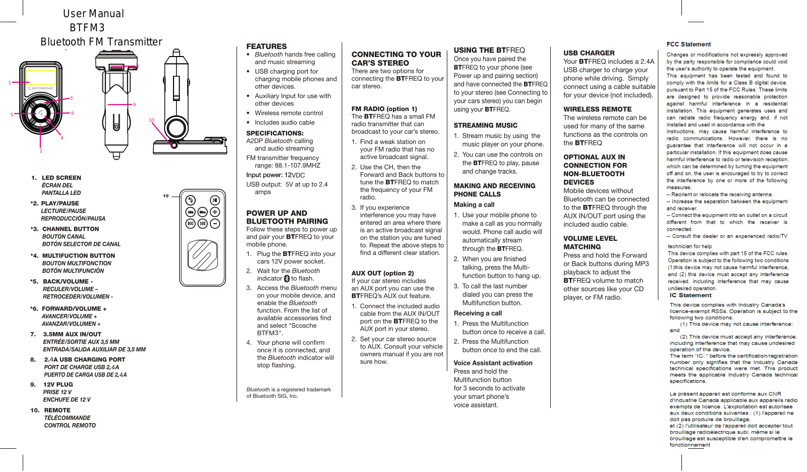 Scosche BTFM3 Users Manual