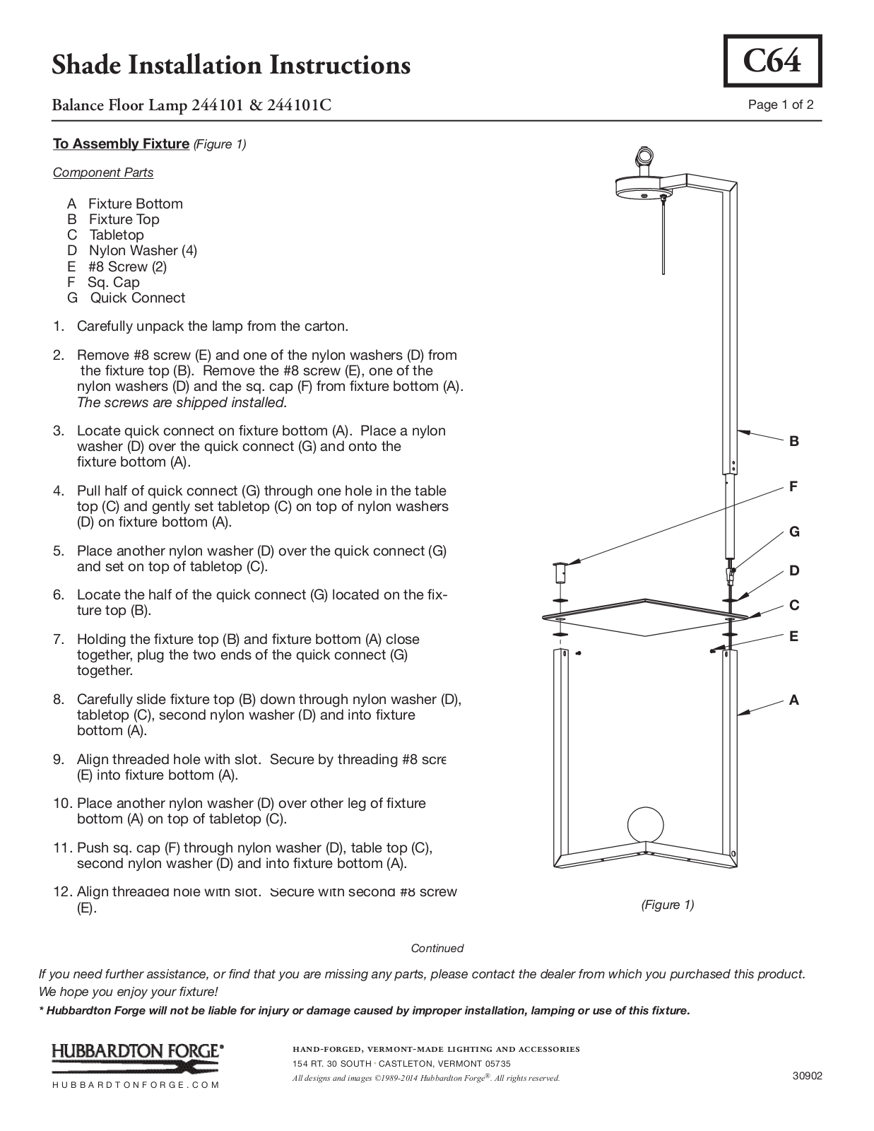 Hubbardton Forge 244101 User Manual