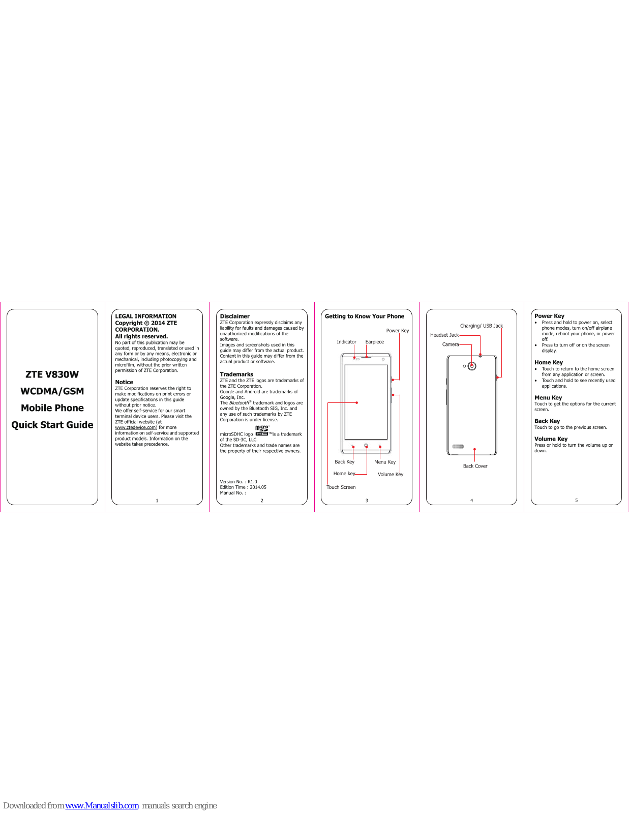 Zte V830W Quick Start Manual