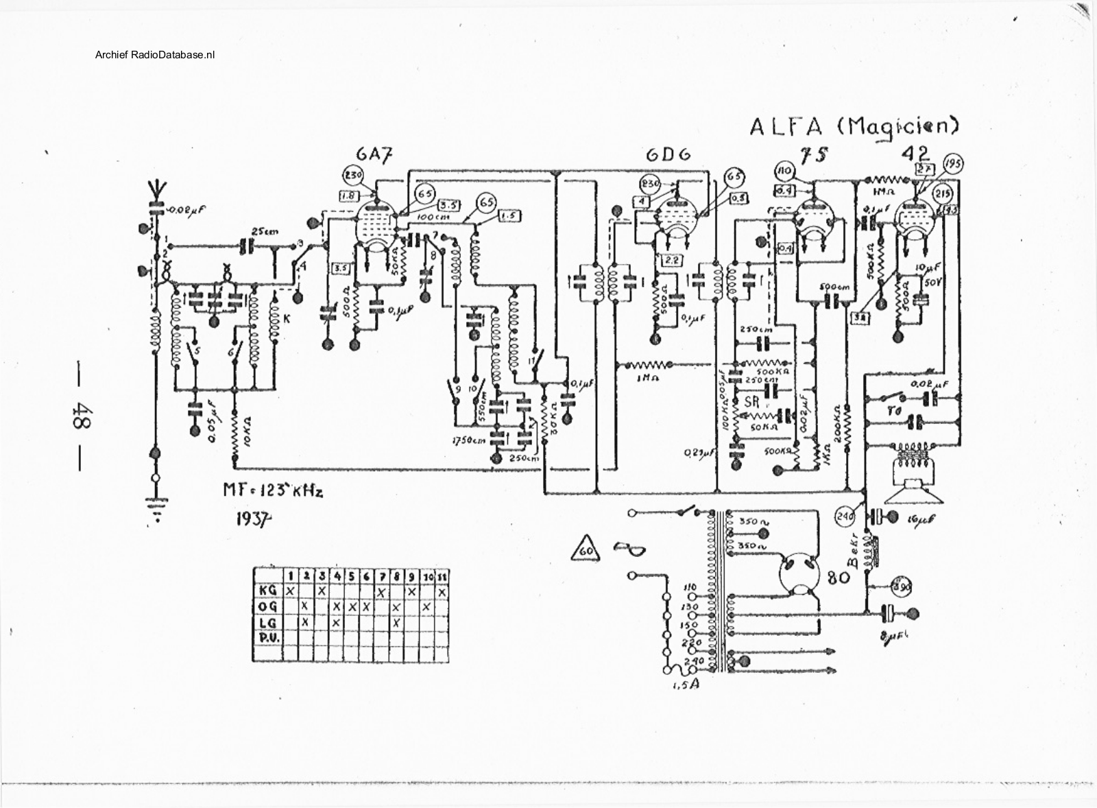 Alfa magicien  1937 schematic