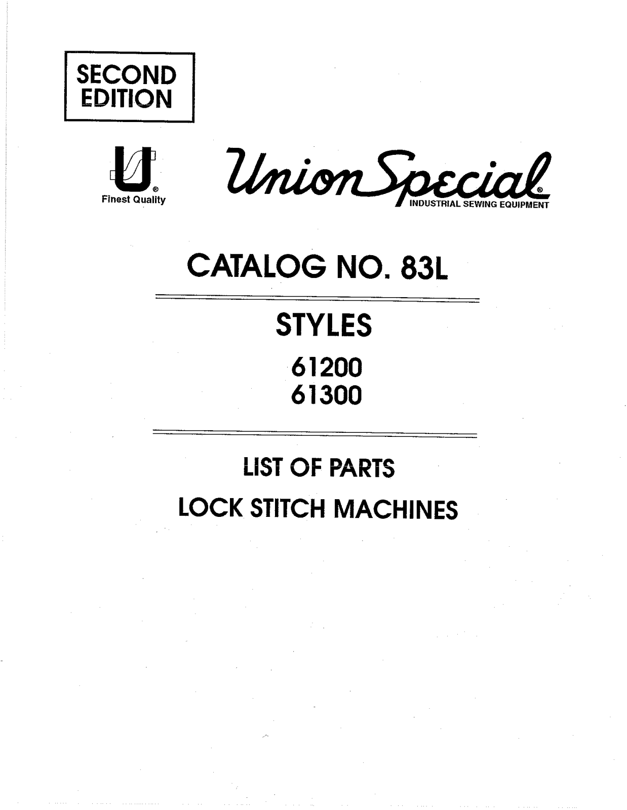 Union Special 61200, 61300 Parts List