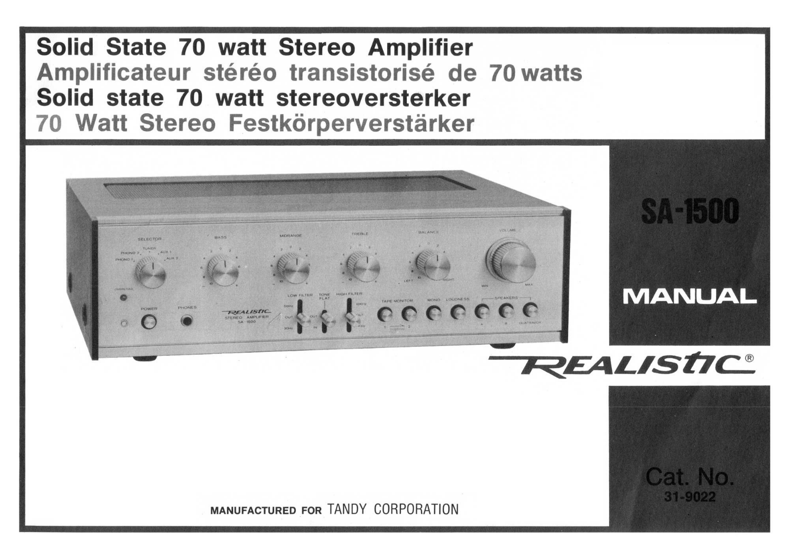 Realistic   RadioShack SA-1500 Service Manual