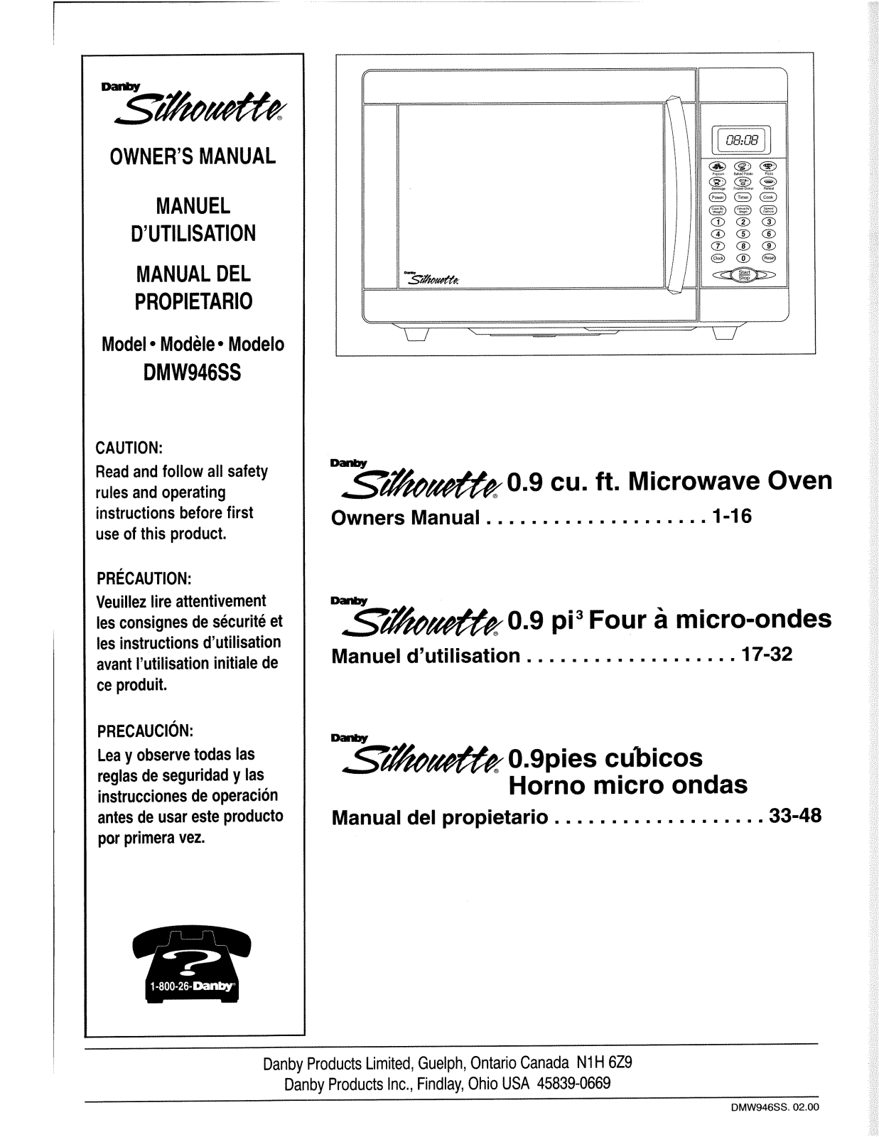 Danby DMW946SS User Manual