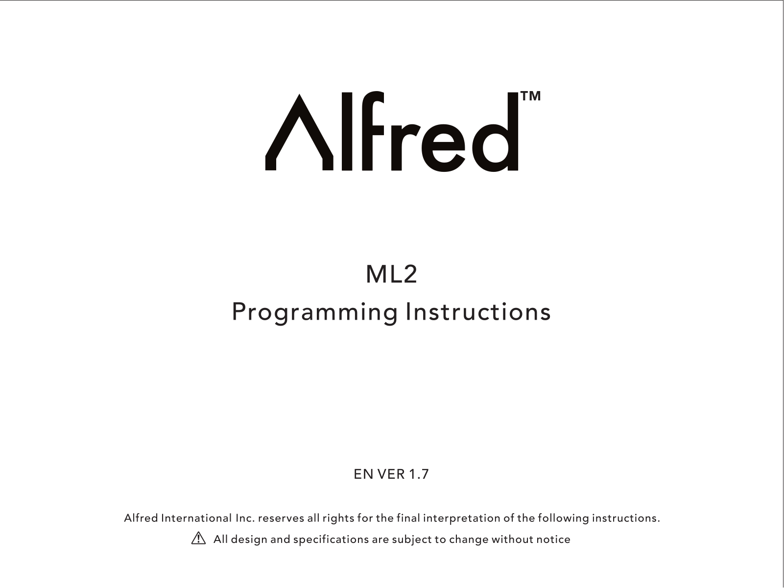 Alfred ML2 User Manual - ManualMachine.com