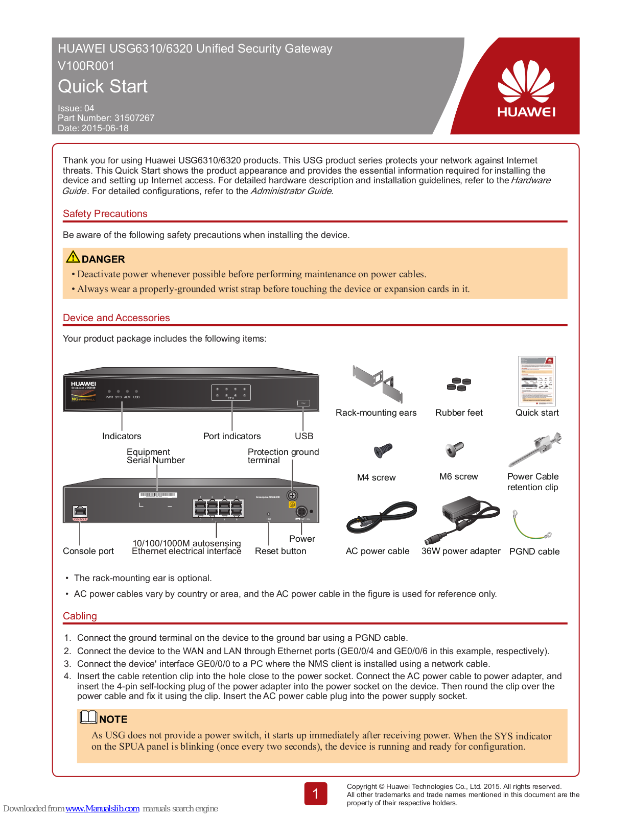 Huawei USG6310, USG6320 Quick Start Manual