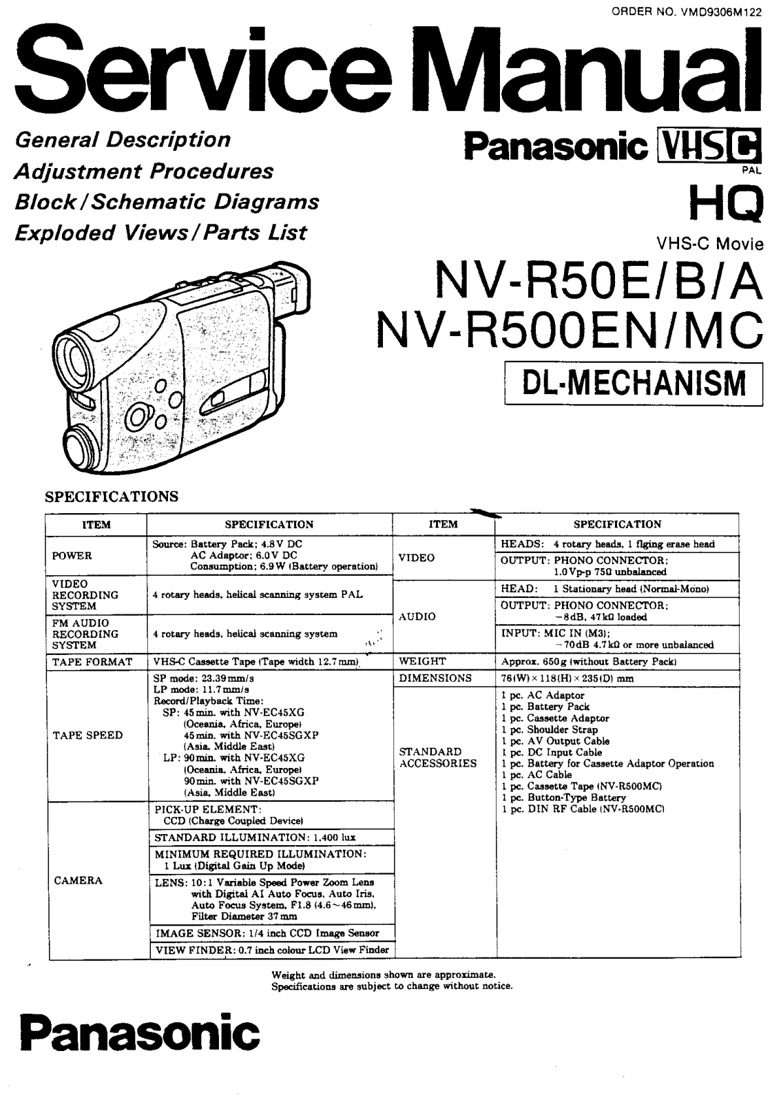 Panasonic NV-R50E Operating Instruction