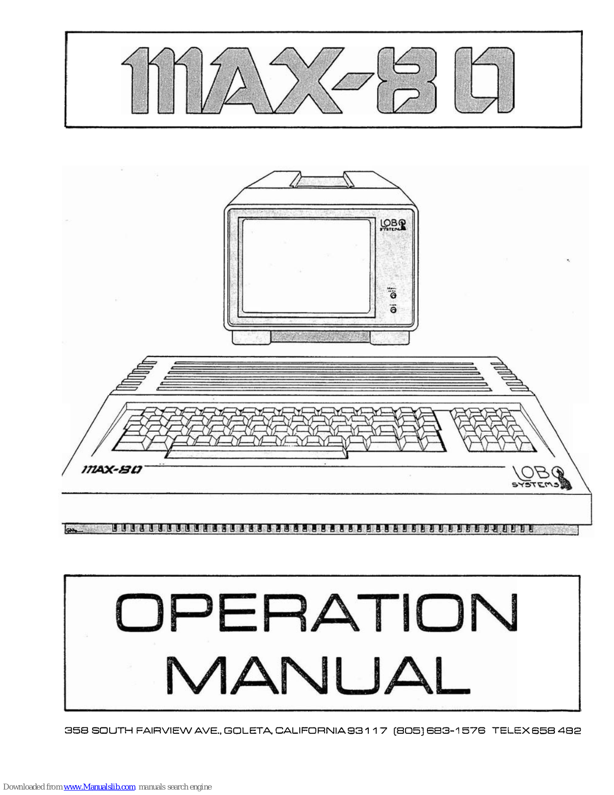 Lobo Systems MAX-80 Operation Manual - ManualMachine.com