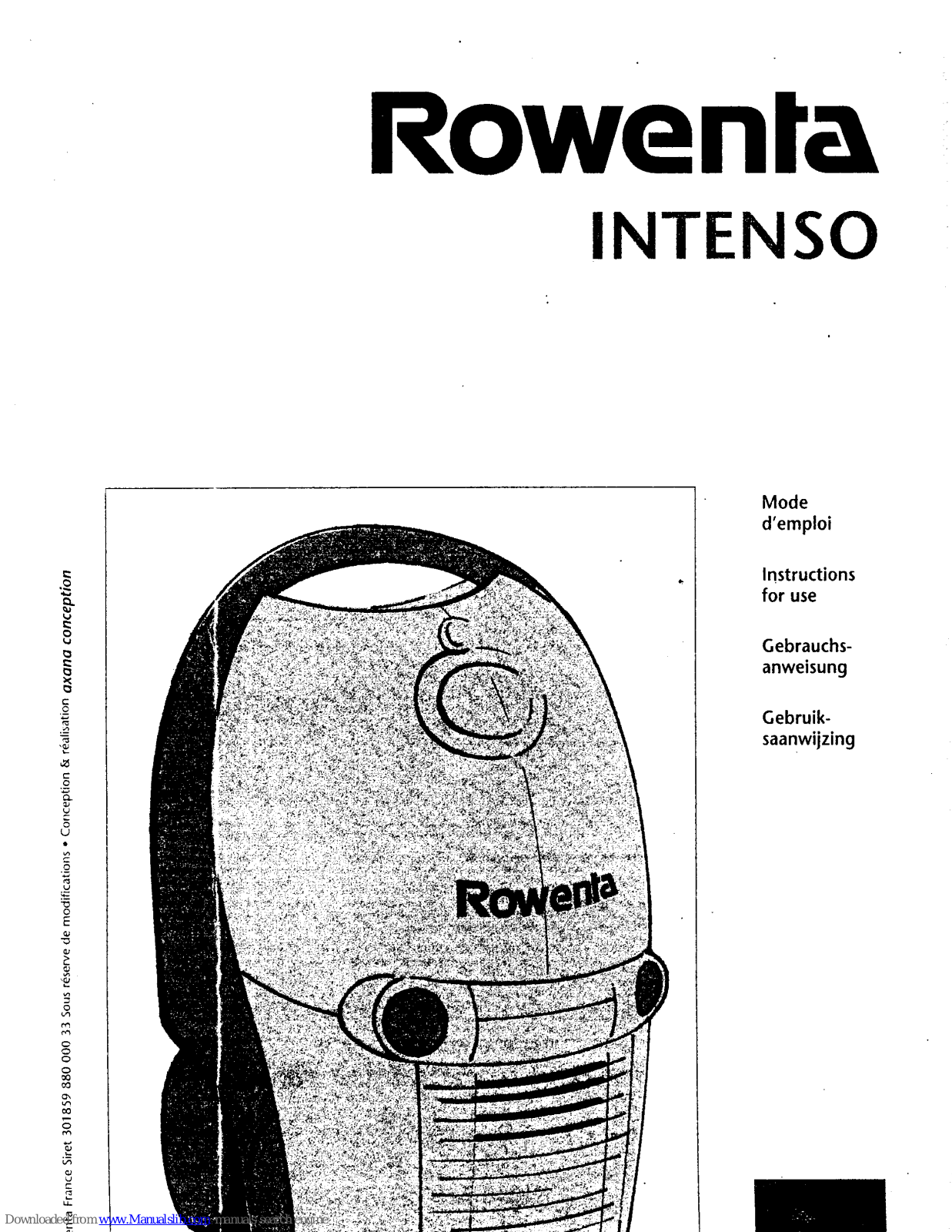 Rowenta Intenso 800 Series Instructions For Use Manual