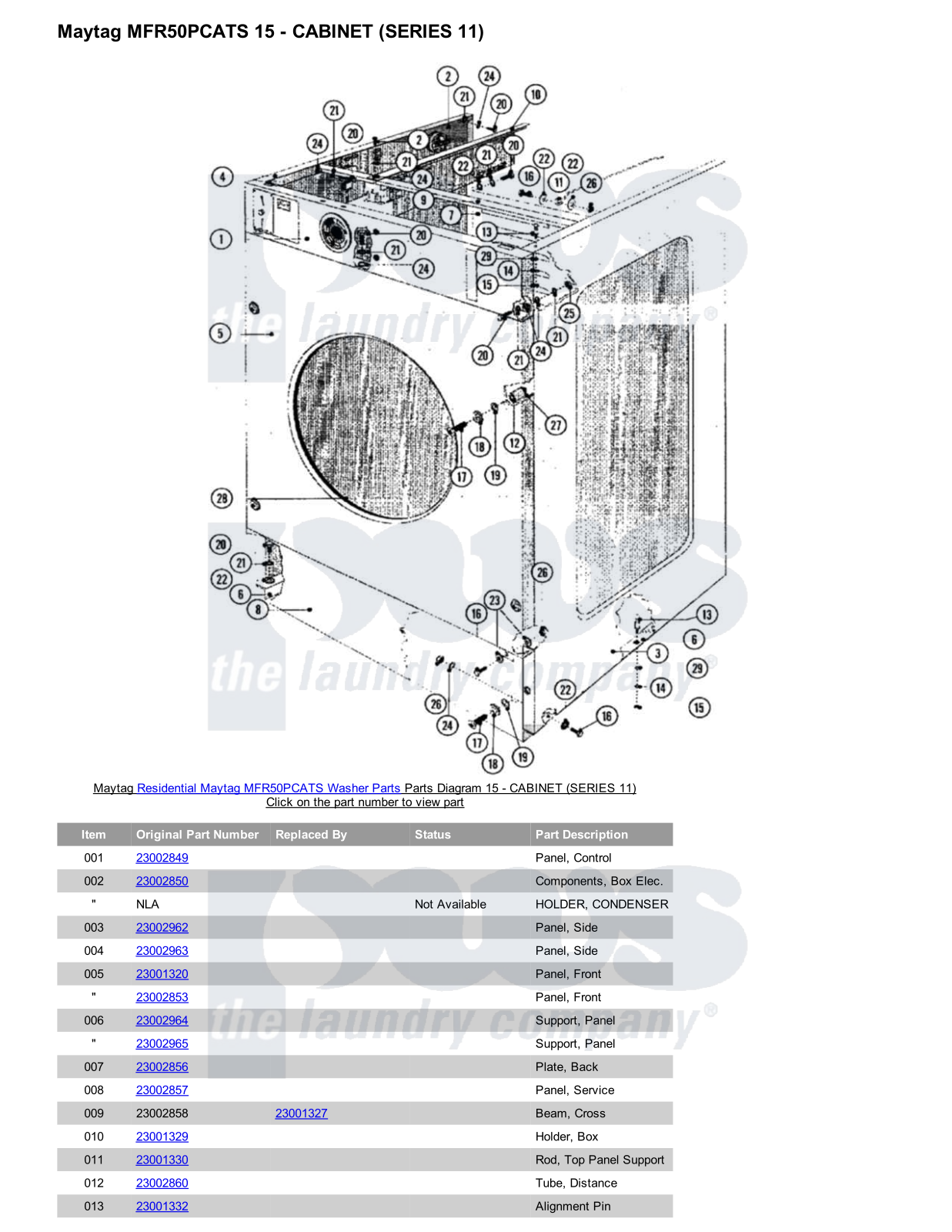 Maytag MFR50PCATS Parts Diagram