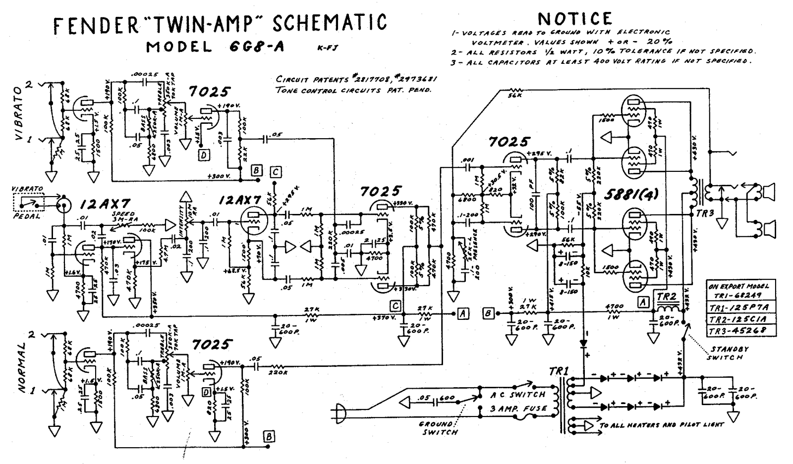 Fender Twin-6G8A Schematic