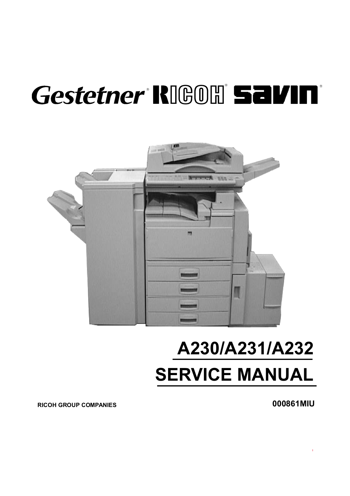 Aficio A230, A231, A232 Service Manual