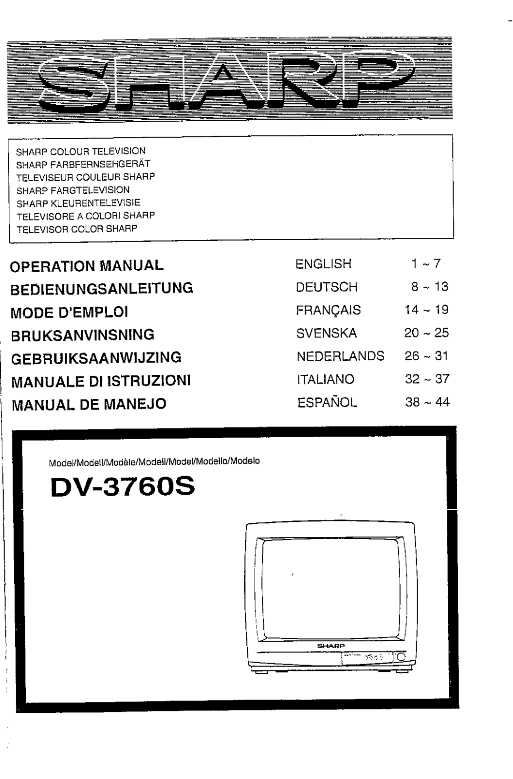 Sharp DV-3760S Operating Manual