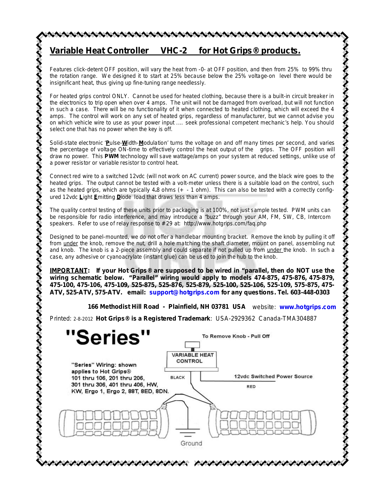 HOT GRIPS VHC-2 User Manual