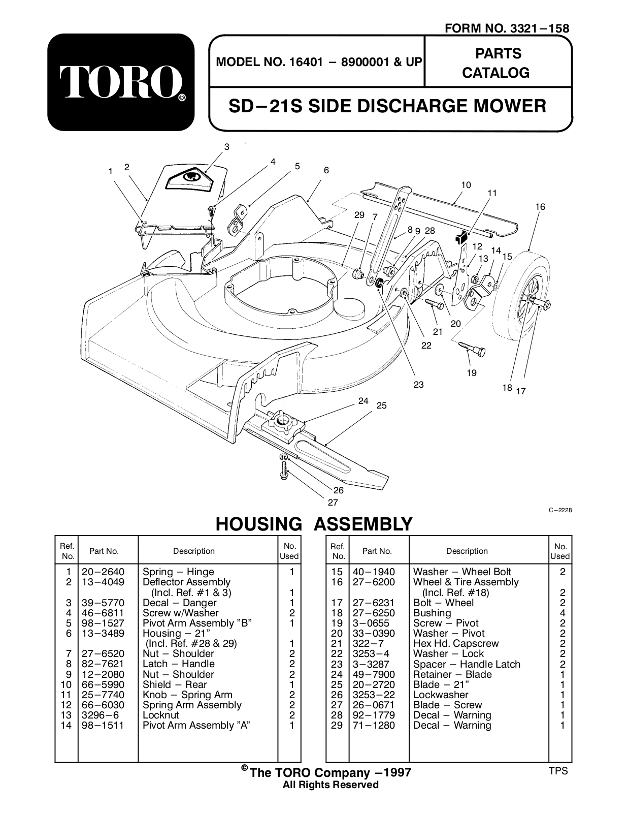 Toro 16401 Parts Catalogue