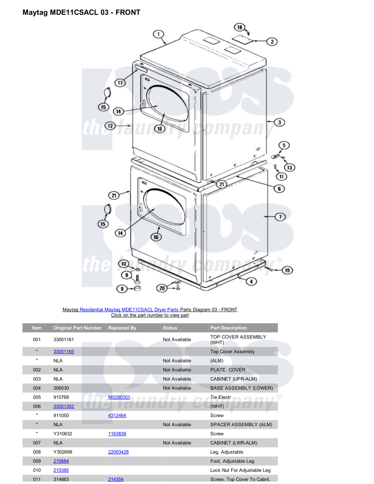 Maytag MDE11CSACL Parts Diagram