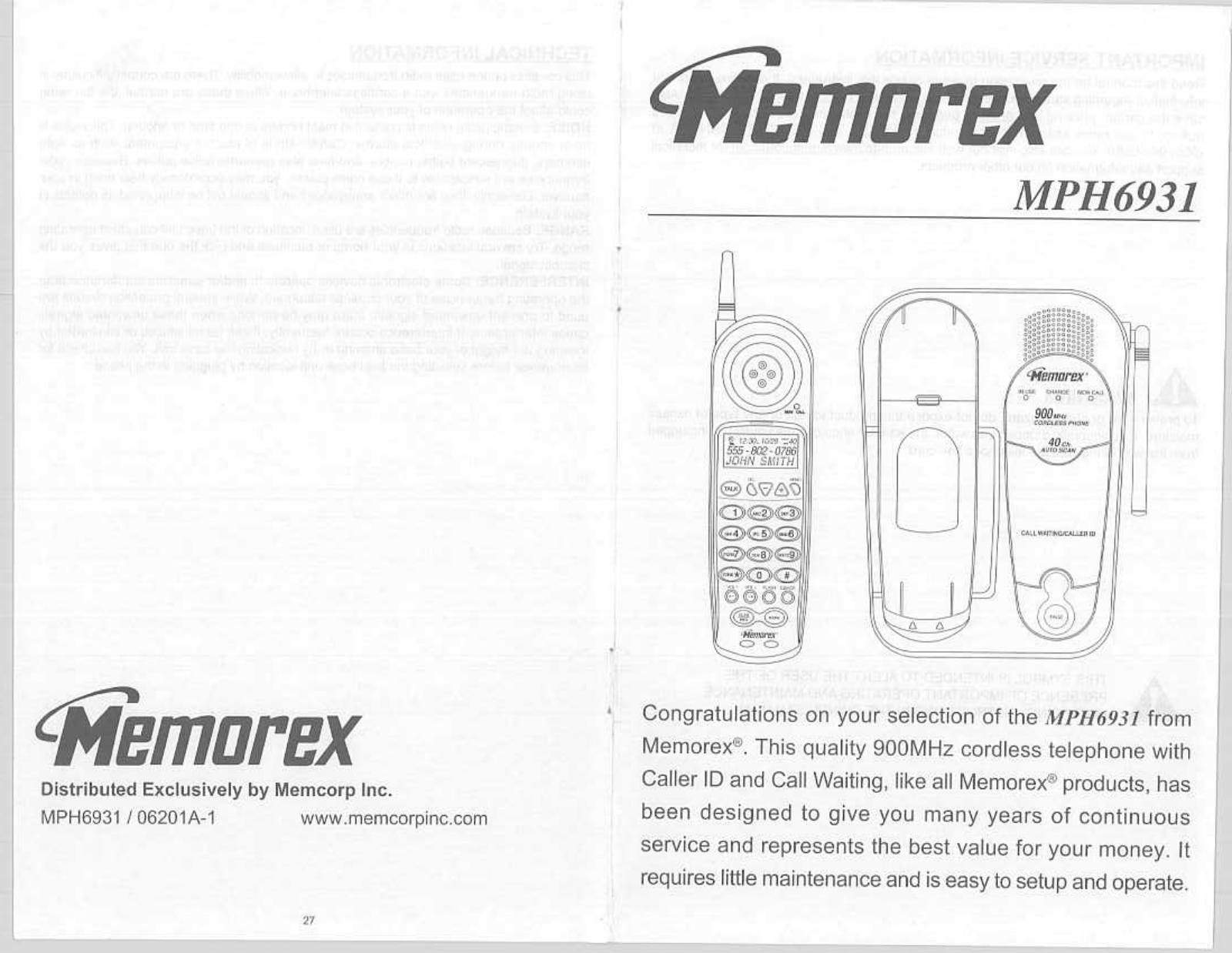 Memorex MPH6931-05 User Manual